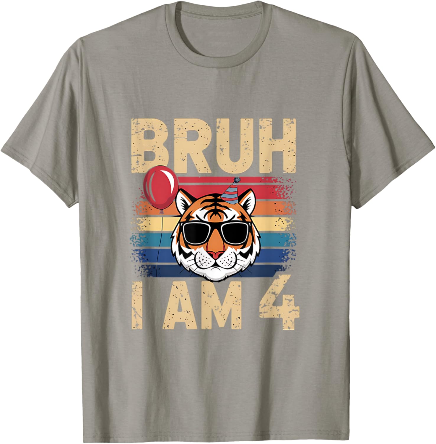 Retro Sunset Tiger Kids T-Shirt for 4th Birthday Celebration - 9