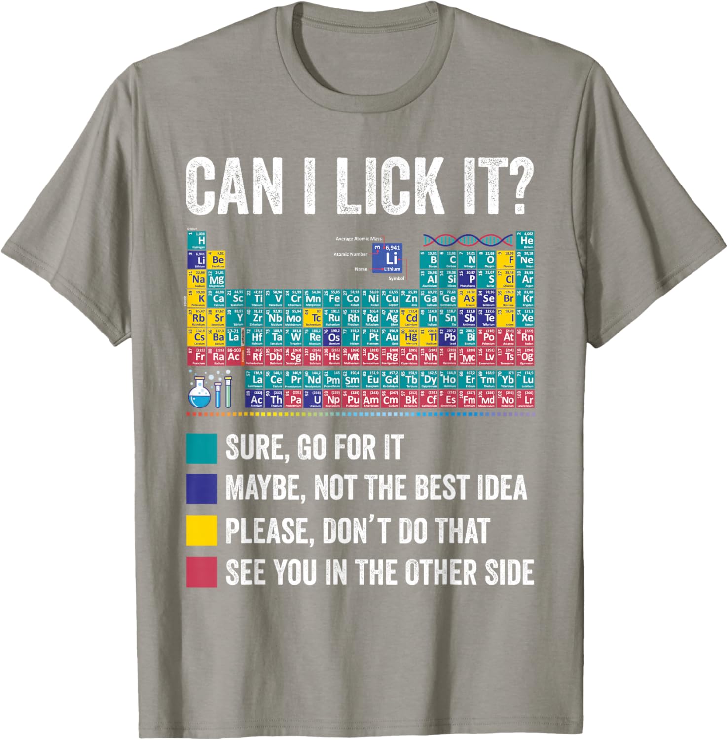 Fun Can I Lick It Periodic Table T-Shirt for Science Teachers and Fans - 10