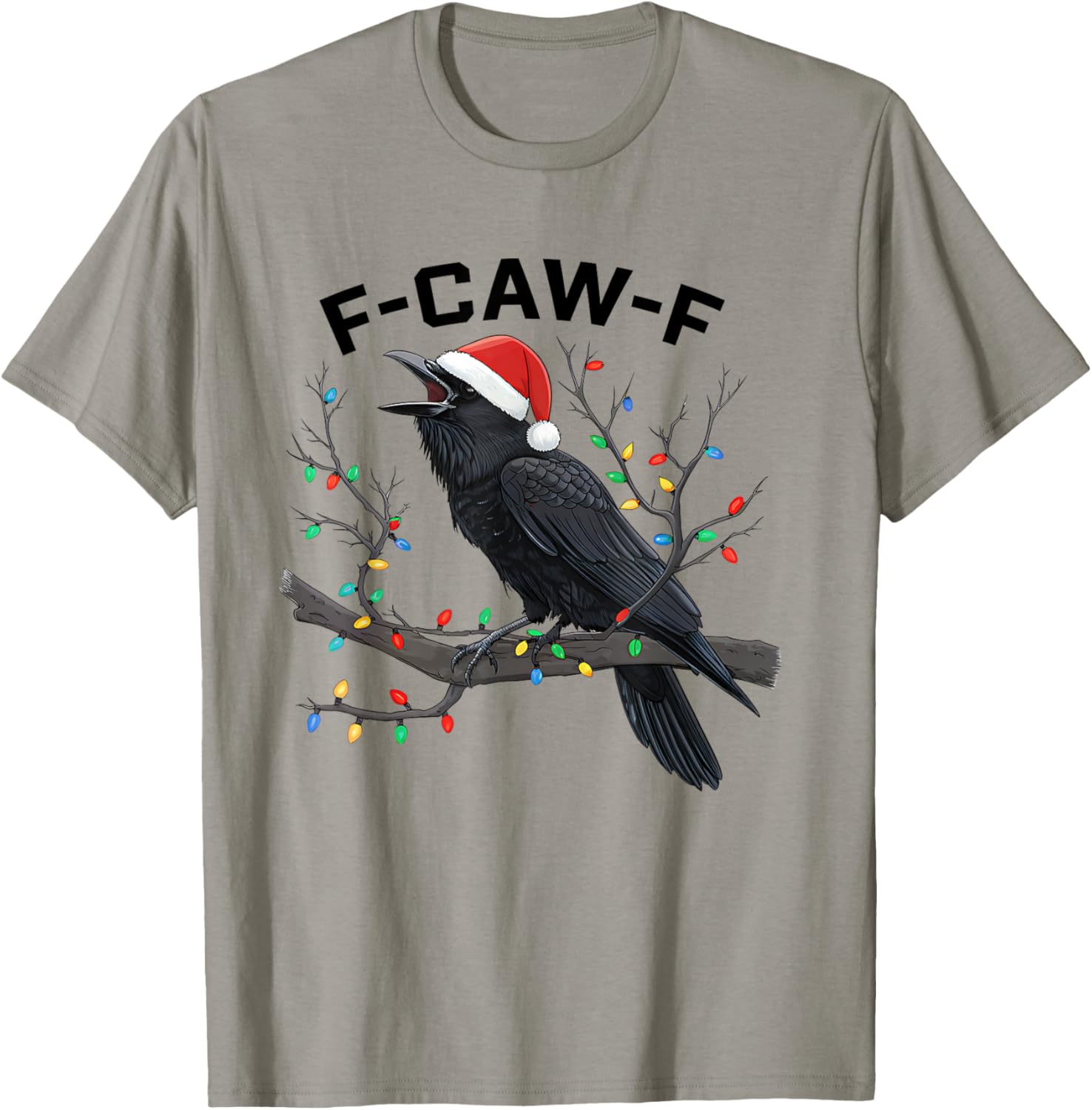 Funny Retro Black Crow F-Caw-F Santa Hat T-Shirt for Christmas Fun - 10