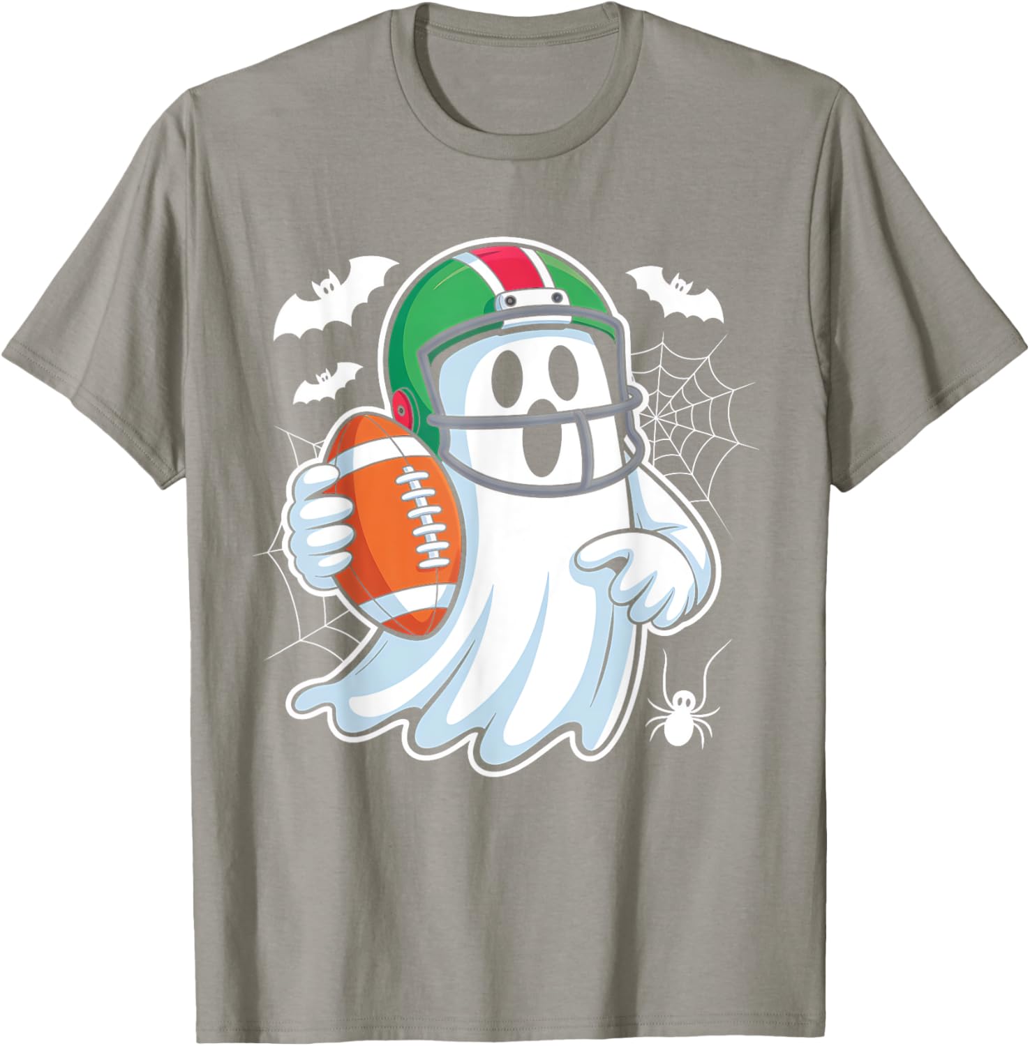 Funny Boo Ghost Playing Football Halloween T-Shirt for Spooky Fun - 1