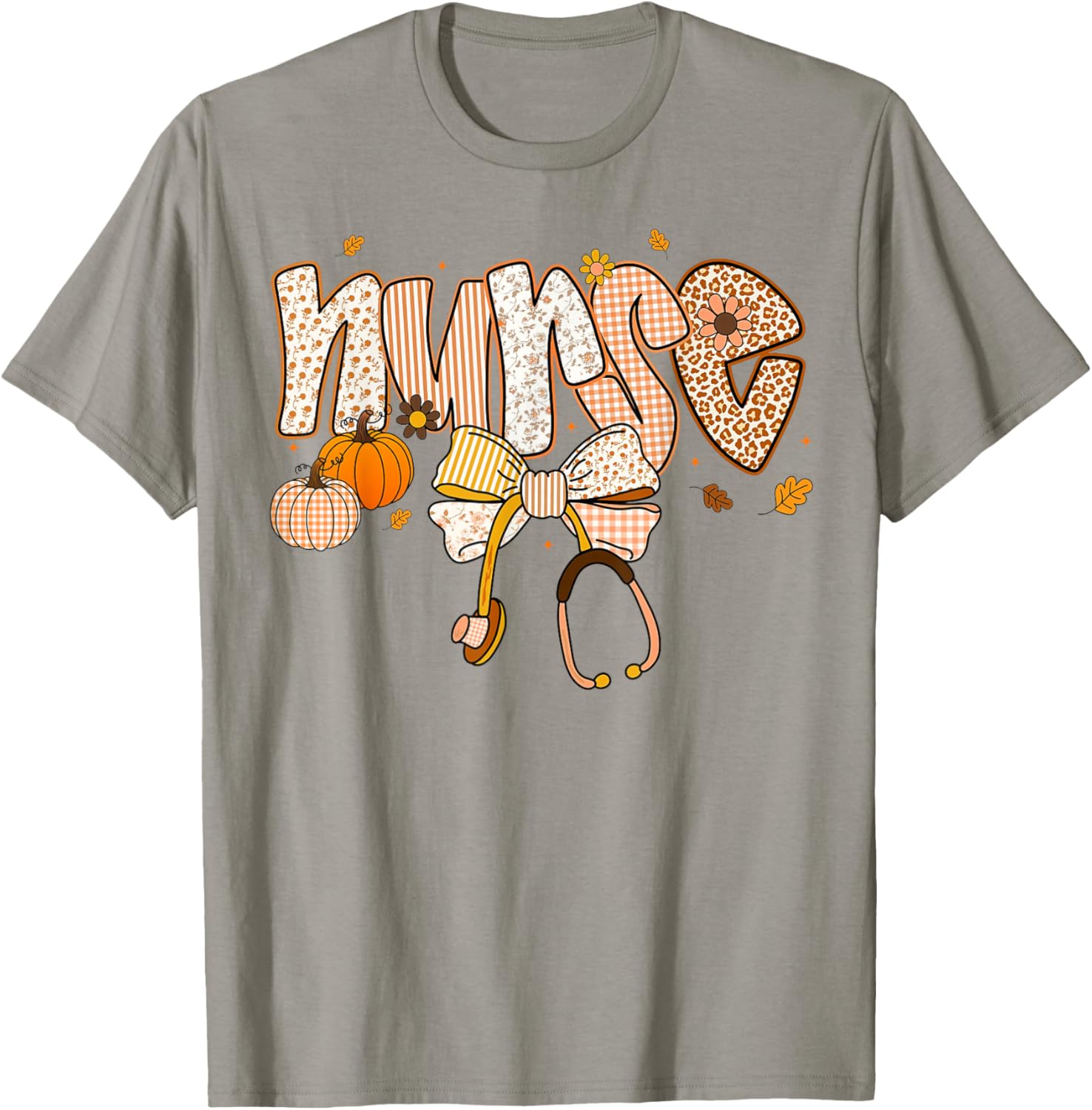 Pumpkin Nurse Thanksgiving Stethoscope Fall Scrub Top T-Shirt for ER - 23