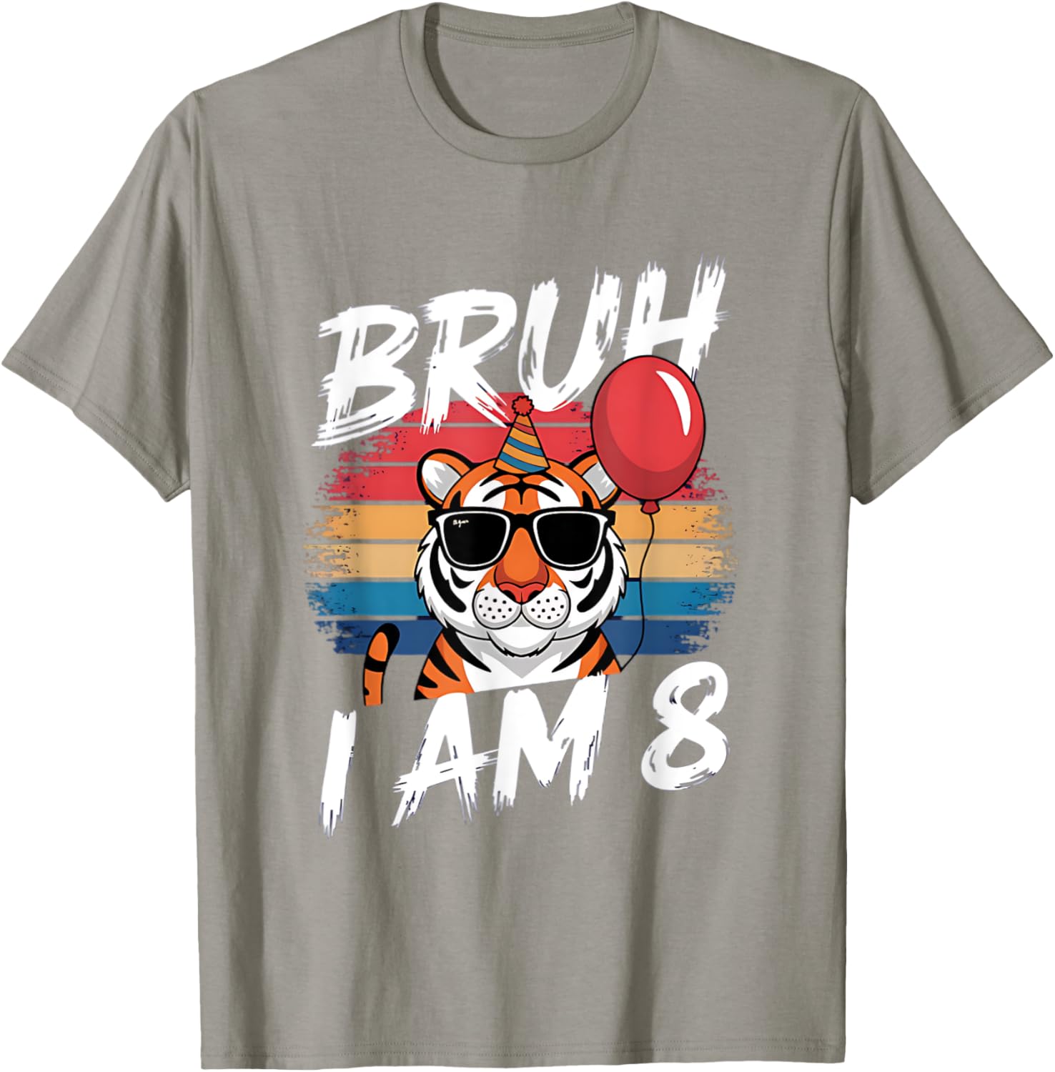 Retro Sunset Tiger Shirt for 8 Year Old's Birthday Party Fun - 2