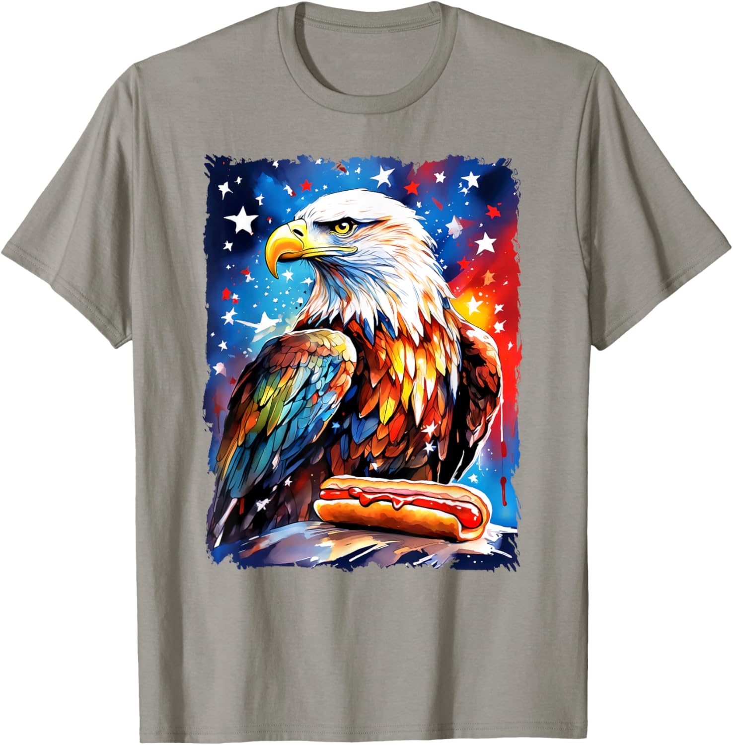 Patriotic 4th of July T-Shirt with Hotdog and Eagle Design for All Ages - 15