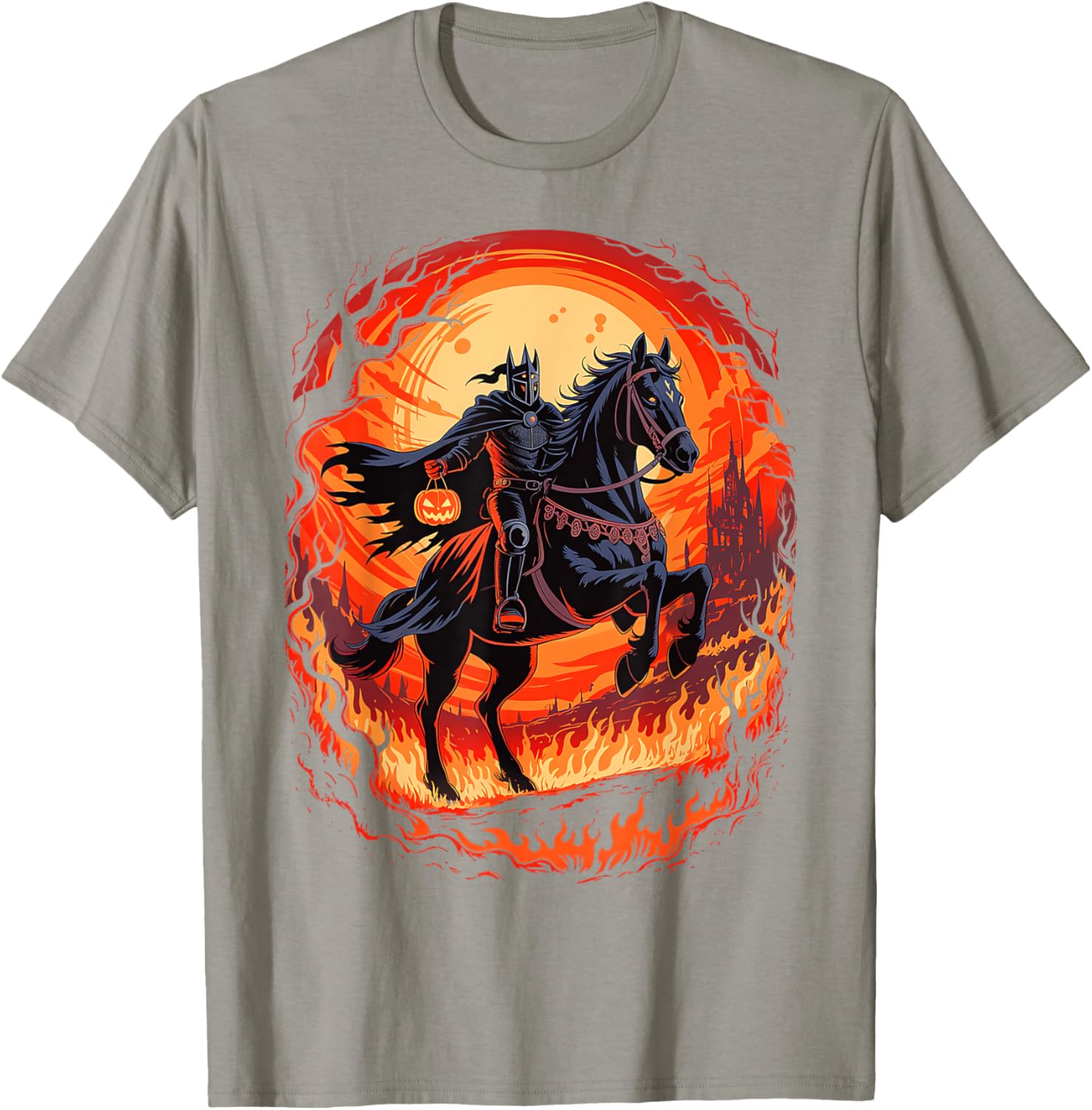 Spooky Pumpkin Headless Horseman Halloween T-Shirt for All Ages - 13
