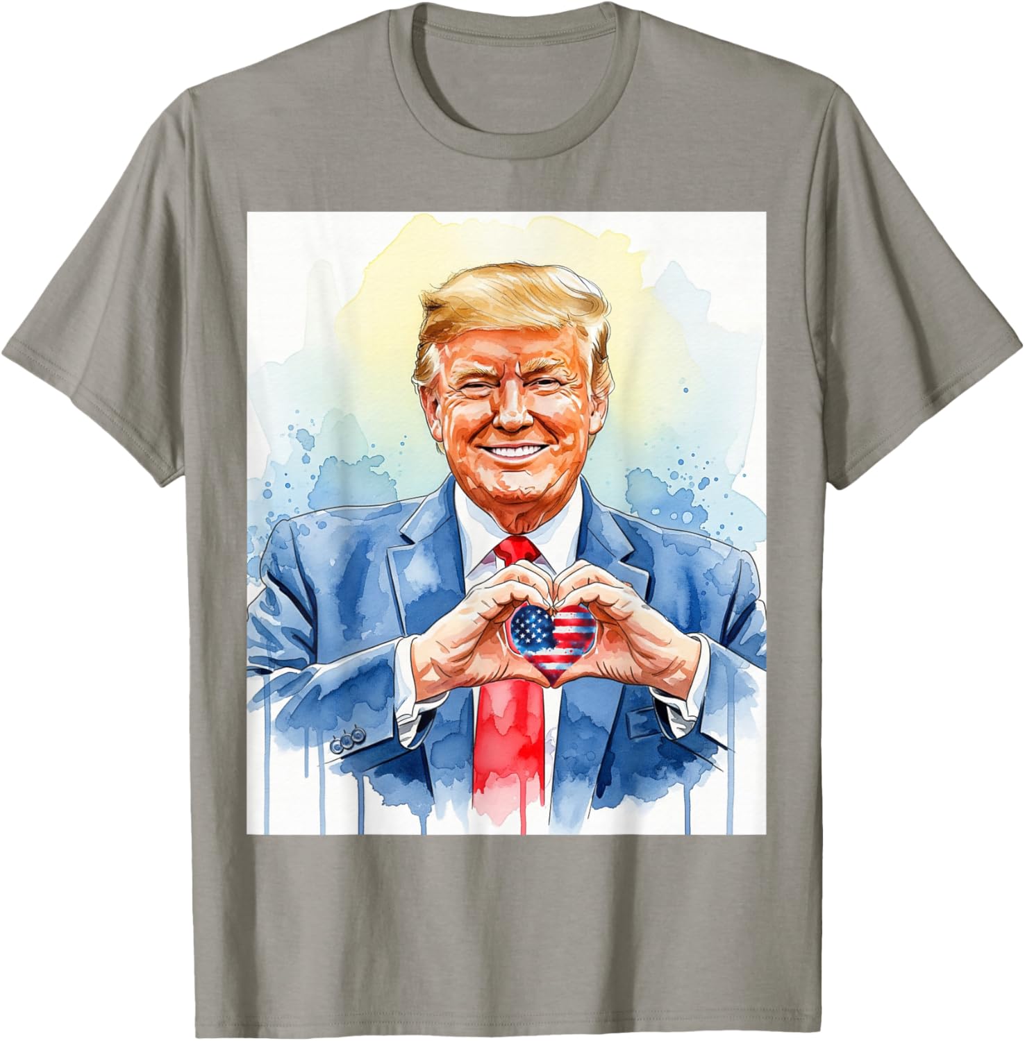 Patriotic Watercolor Trump Heart Hands T-Shirt for Proud Americans - 12
