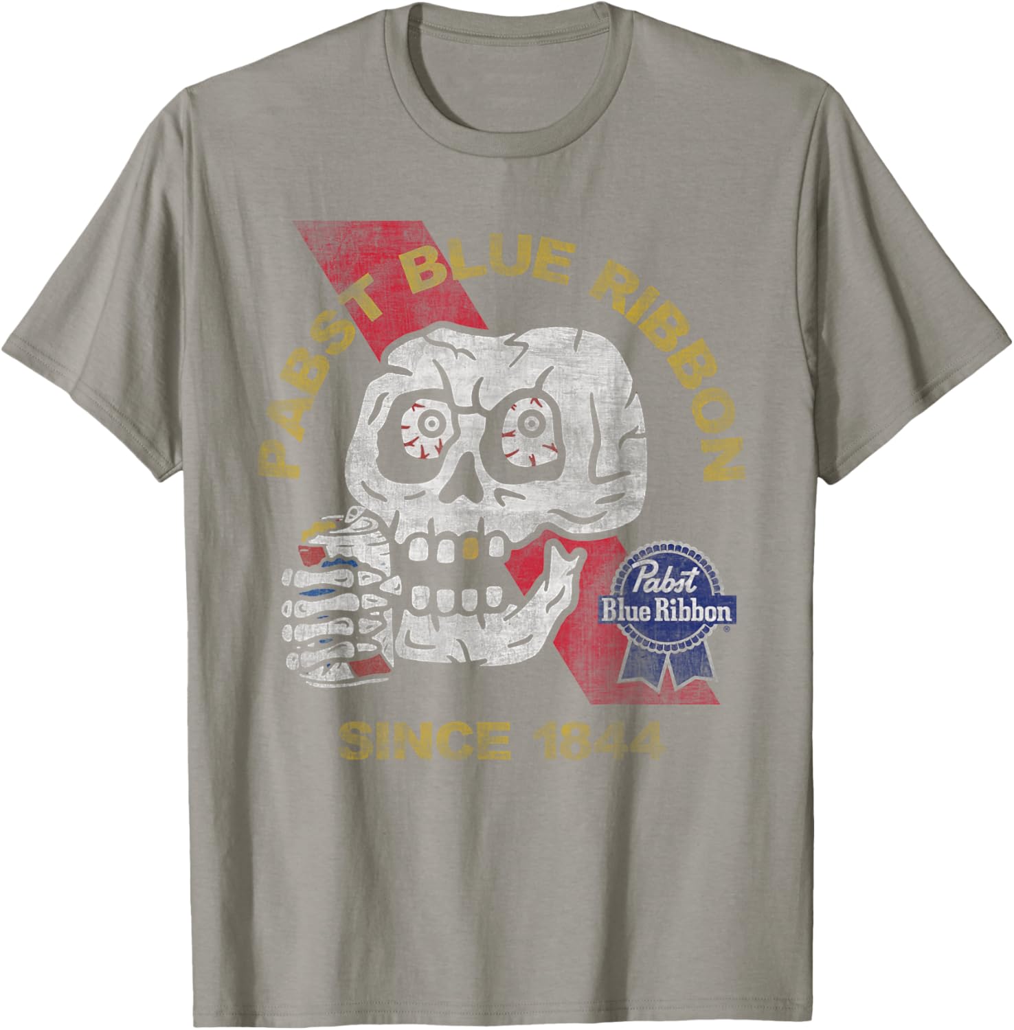 Weathered Pabst Beer Skull T-Shirt Vintage Style Since 1844 - 5
