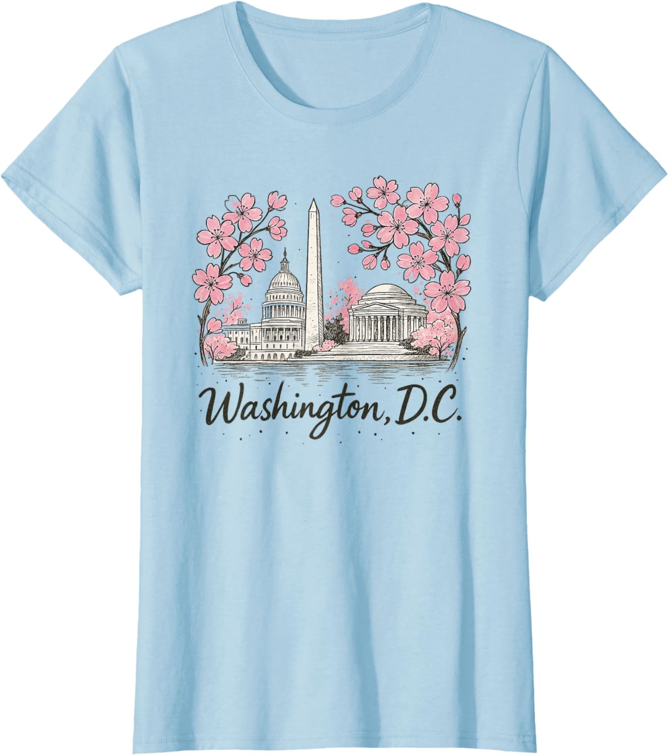 Washington DC Landmarks Cherry Blossoms Women's T-Shirt for Spring Style - 4