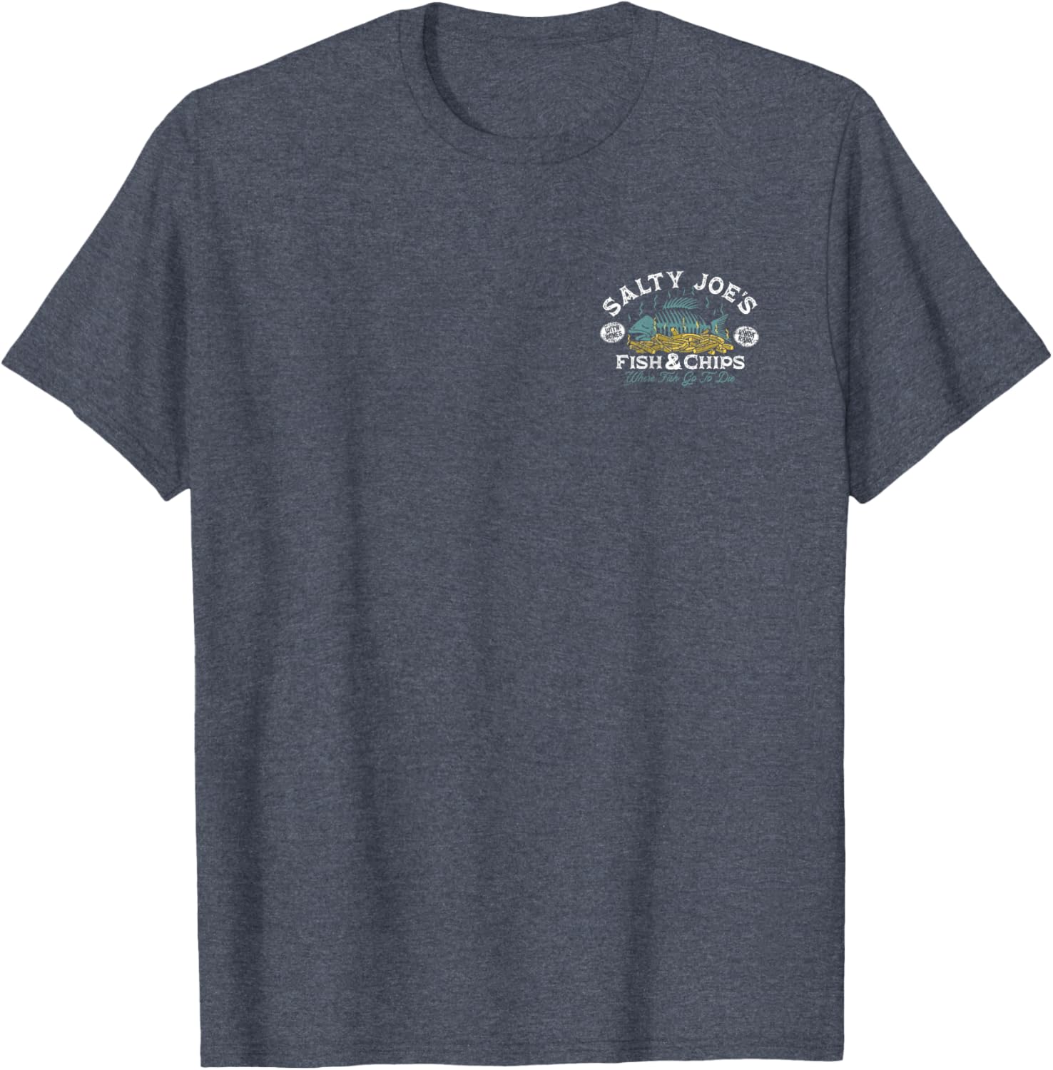 Salty Joe's Fish and Chips Logo Graphic T-Shirt for Casual Style Fans - 16