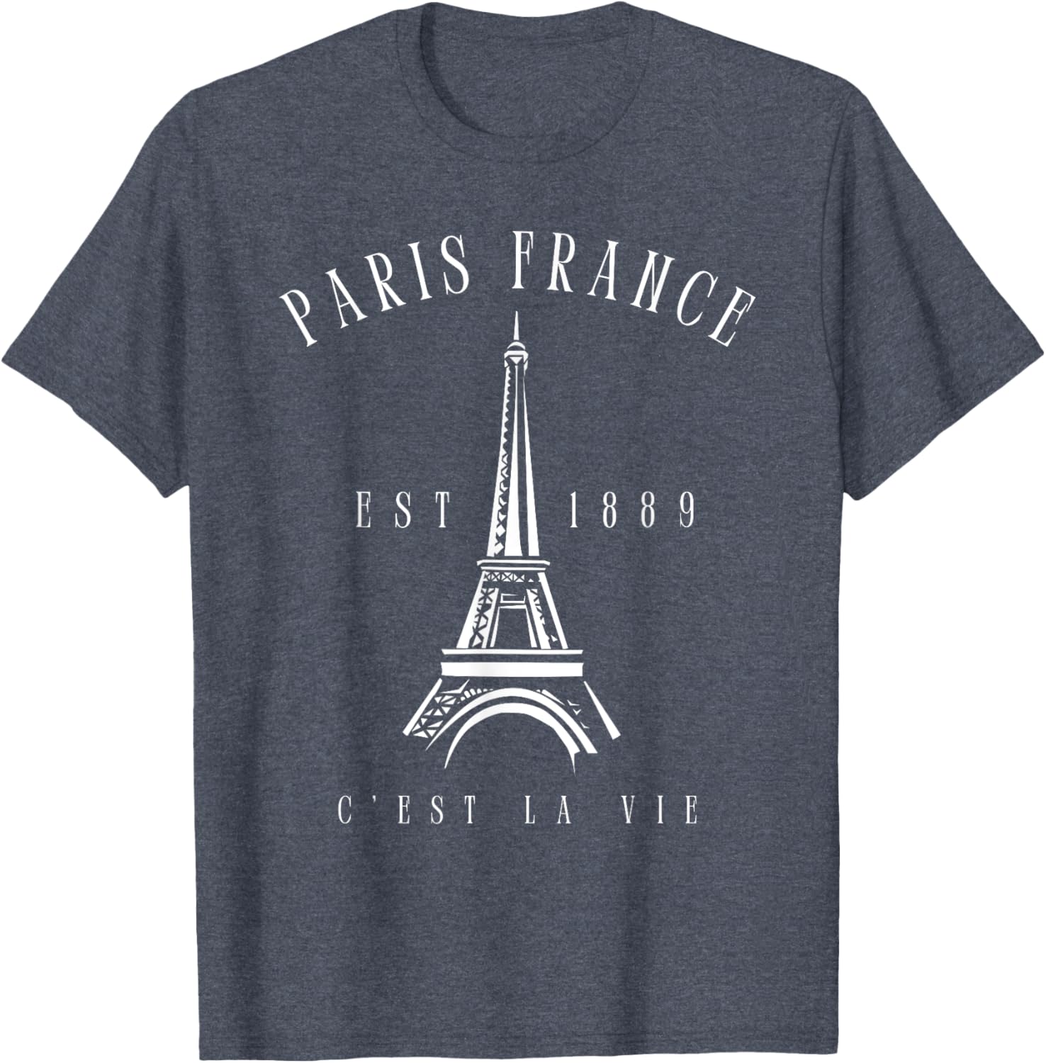 Vintage Paris Tee Shirt with Eiffel Tower C'est la Vie Design - 17