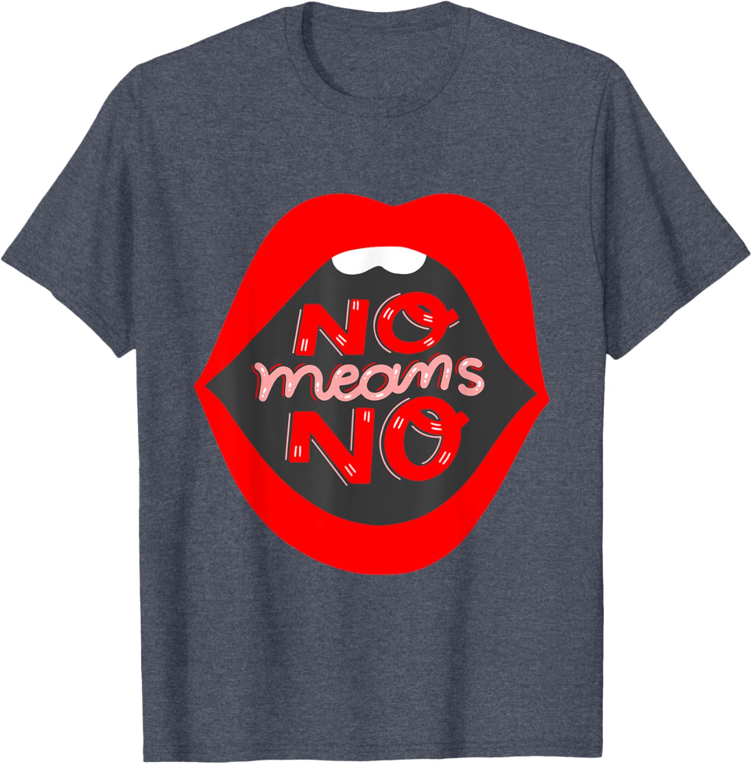 Retro Feminist No Means No Consent Pop Art Lips T-Shirt for Awareness - 5