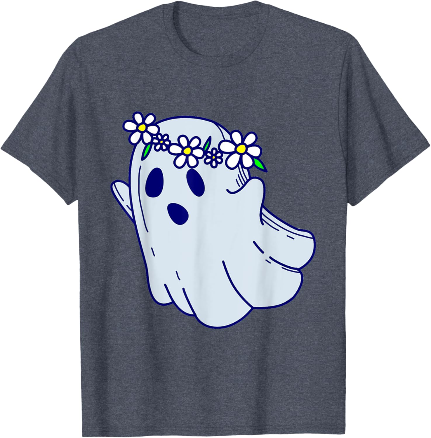 Groovy Halloween Ghost Boho Floral 1960s Goth T-Shirt for Spooky Style - 19
