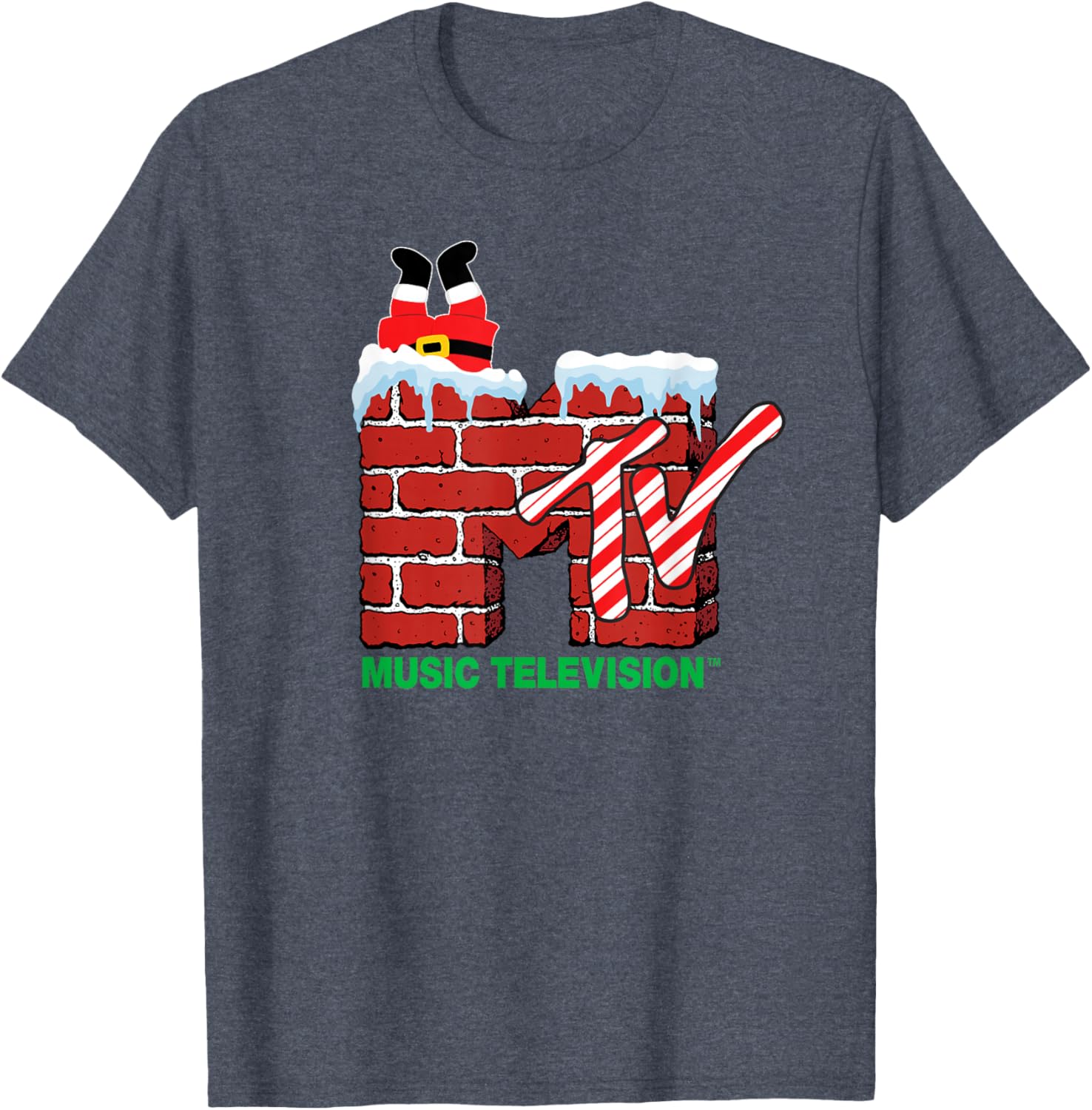 MTV Christmas Santa Claus Chimney Vintage T-Shirt for Holiday Cheer - 8
