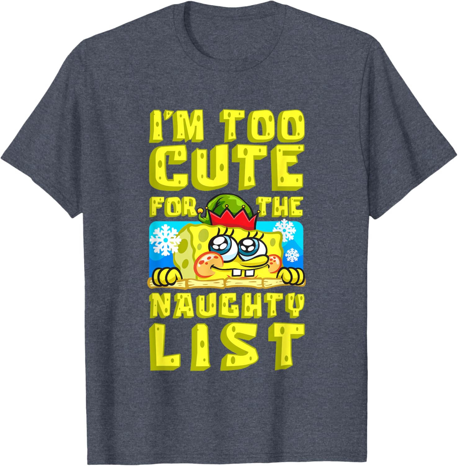 SpongeBob Christmas I'm Too Cute for the Naughty List T-Shirt Gift - 2