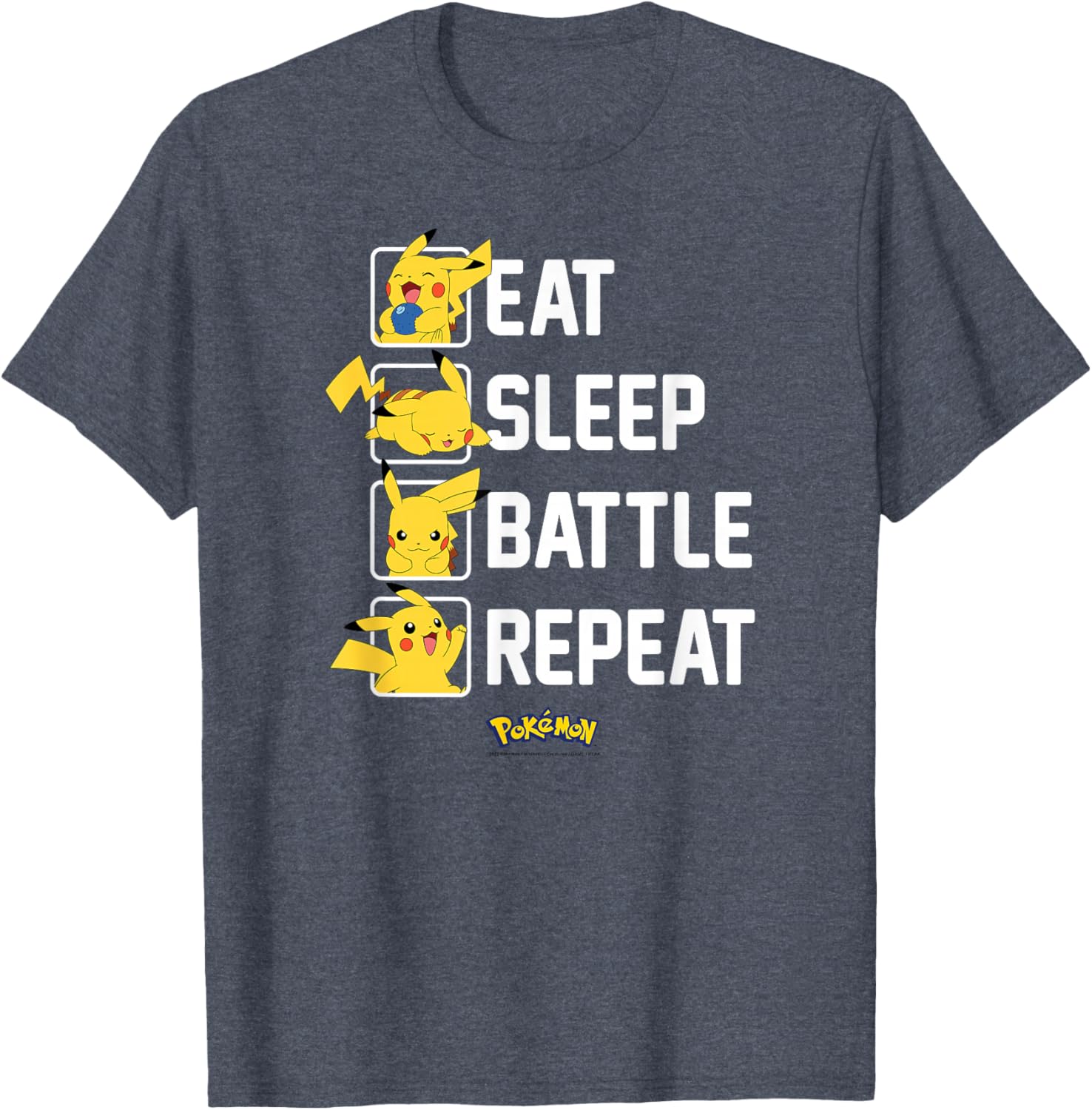 Pikachu Eat Sleep Battle Repeat T-Shirt for Pokémon Fans and Gamers - 2