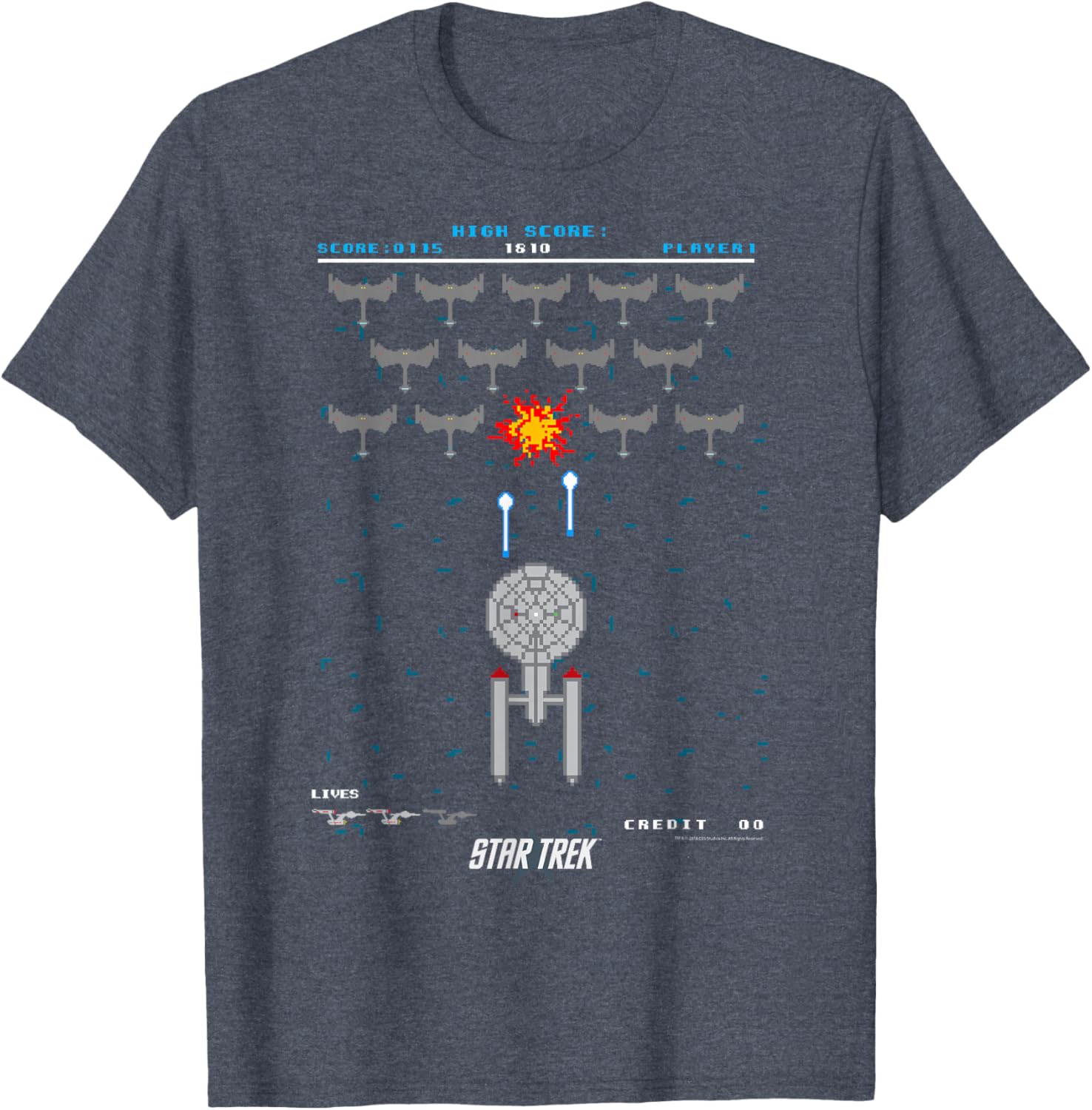 Star Trek Original Series Pixel Space Battle T-Shirt for Fans - 4