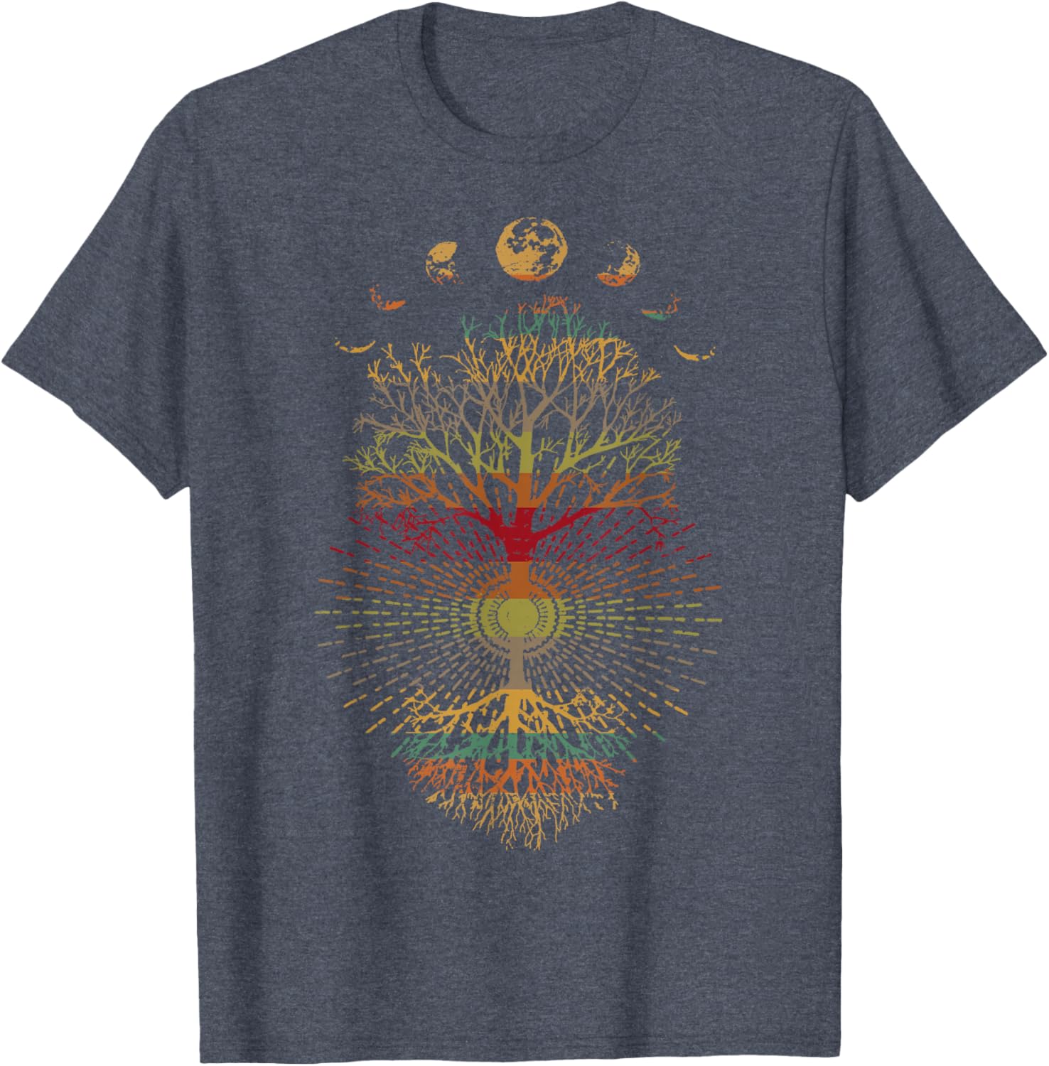Phases of the Moon Retro Tree of Life T-Shirt 60s 70s Vibe - 22