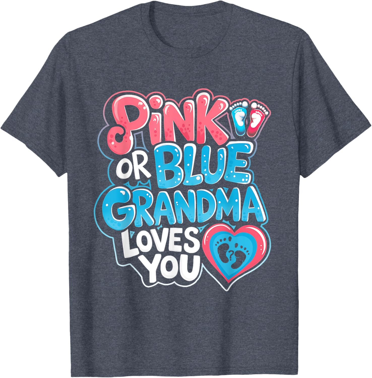 Pink or Blue Grandma Loves You Gender Reveal Party T-Shirt for Fun Celebrations - 7