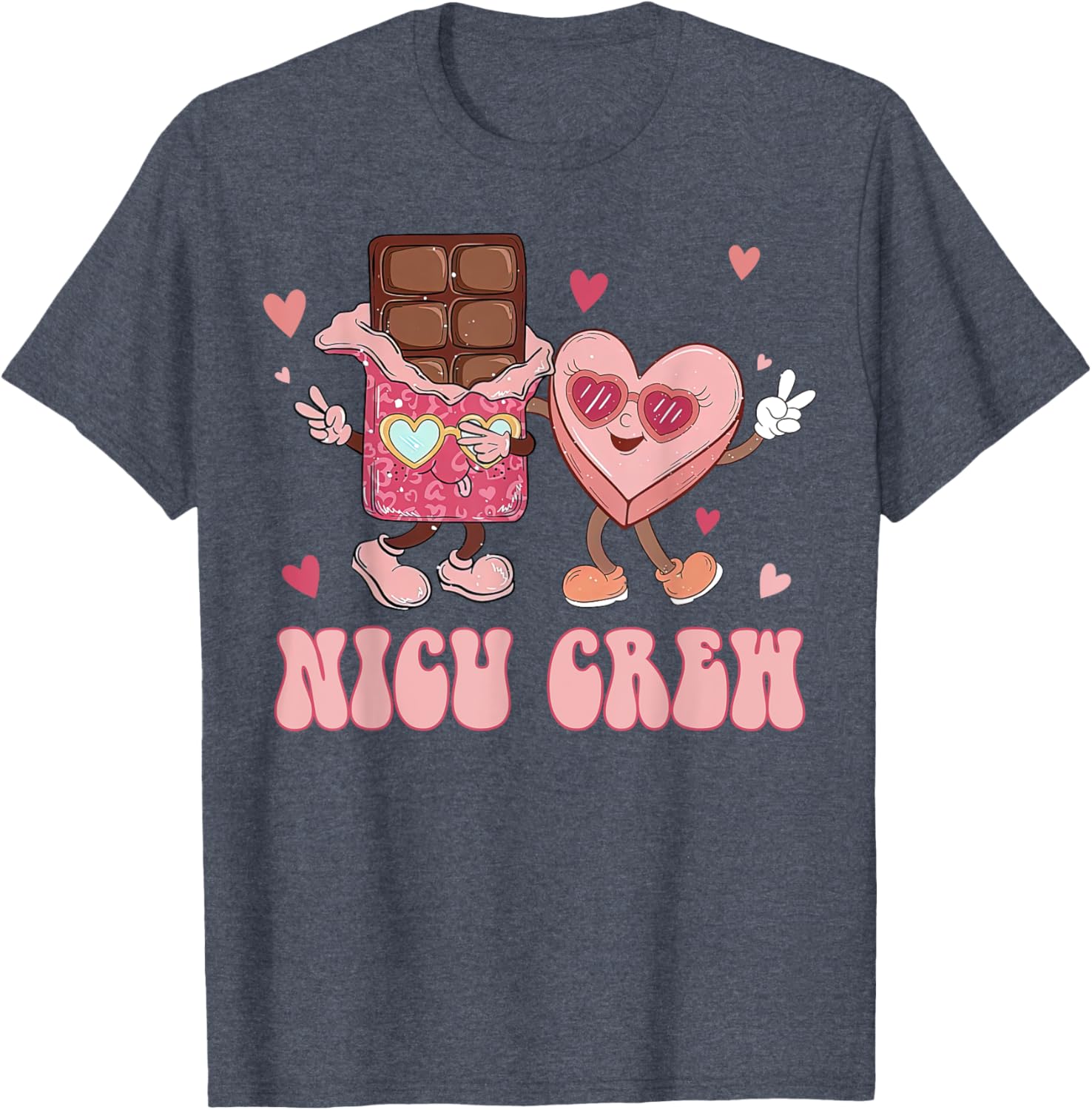Retro NICU Crew Valentine's Day T-Shirt for Nurses with Cute Heart Design - 12