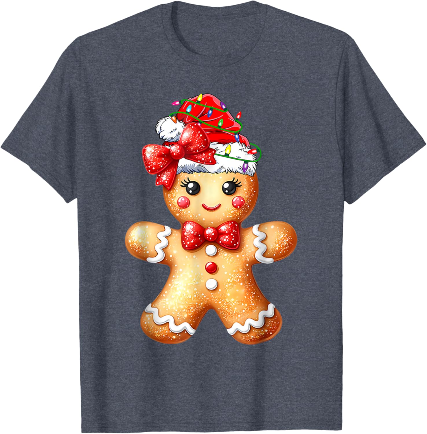 Merry Christmas Gingerbread Santa T-Shirt for Girls and Women - 22