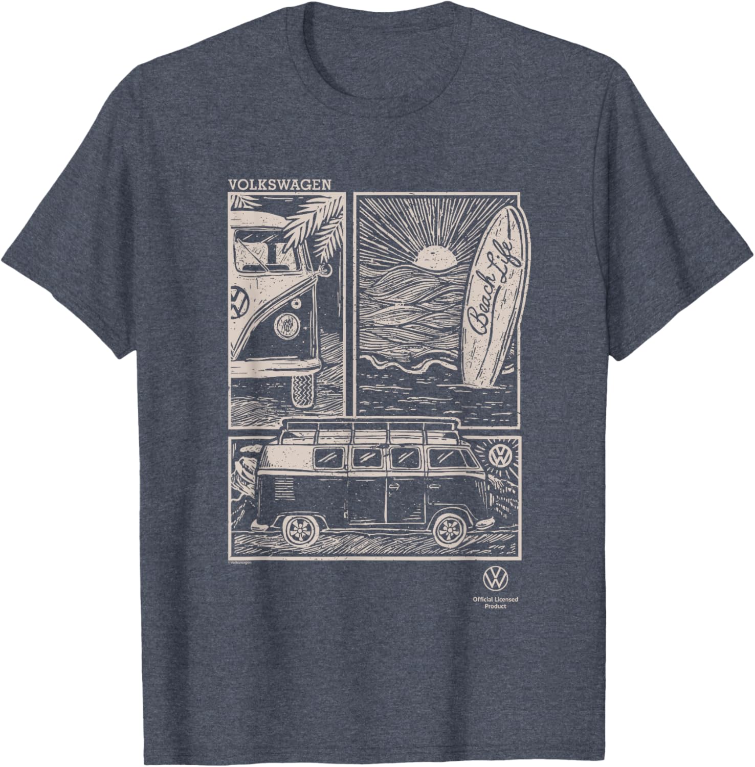 Volkswagen T1 Campervan Surf Sketch T-Shirt for Beach Lovers and Adventurers - 8