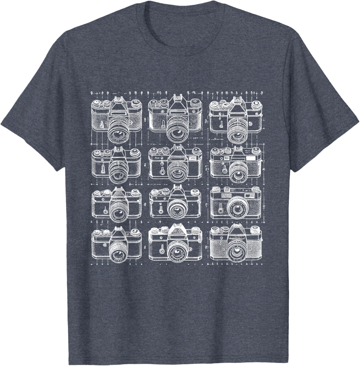 Vintage Camera Grid T-Shirt for Photography Lovers and Retro Style Fans - 1