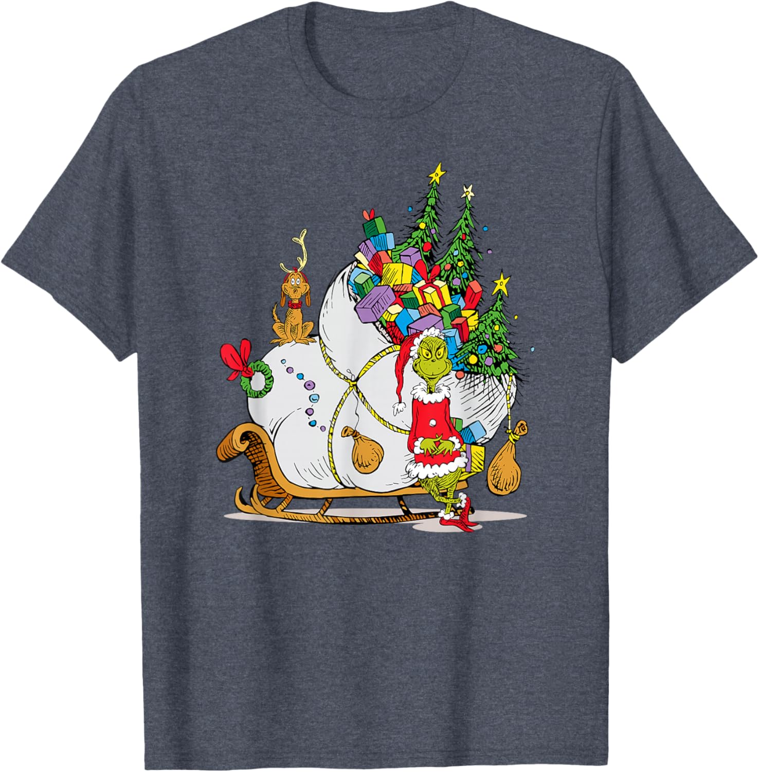 Dr. Seuss Grinch Sleigh T-Shirt - Fun Christmas Apparel for Everyone - 8