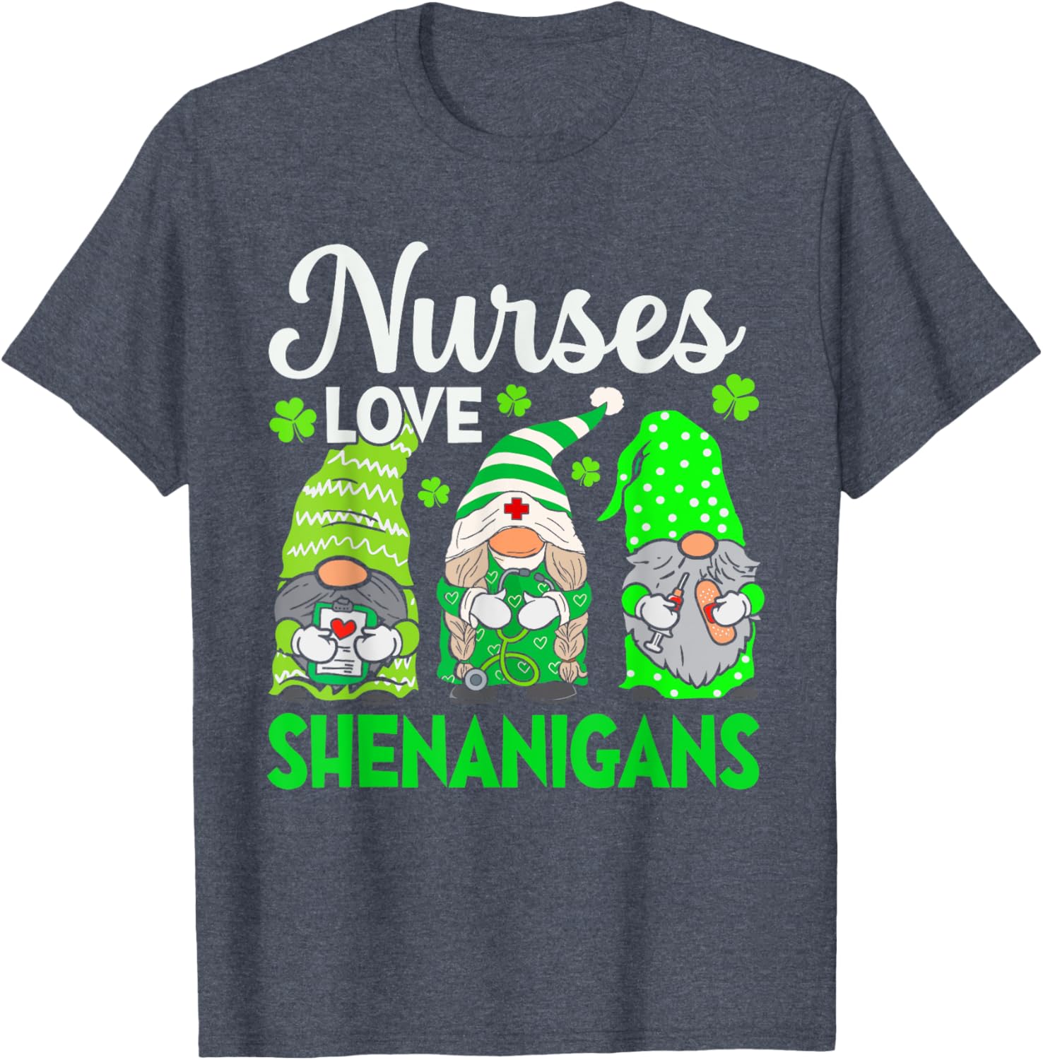 St Patricks Day Gnomes Nurses Love Shenanigans Scrub Top for Women - 6