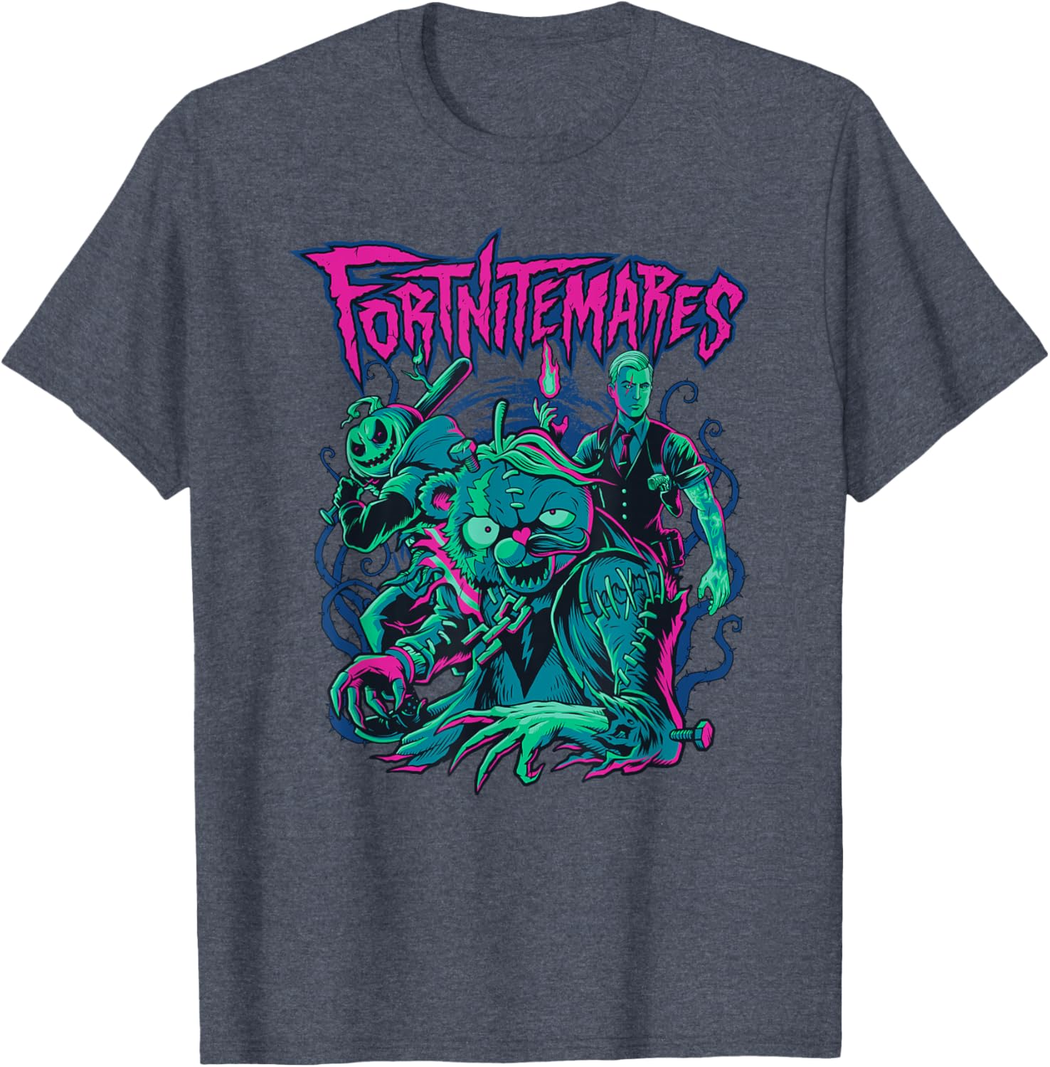 Fortnite Halloween Fortnitemares Retro Horror Group Shot T-Shirt for Fans - 13
