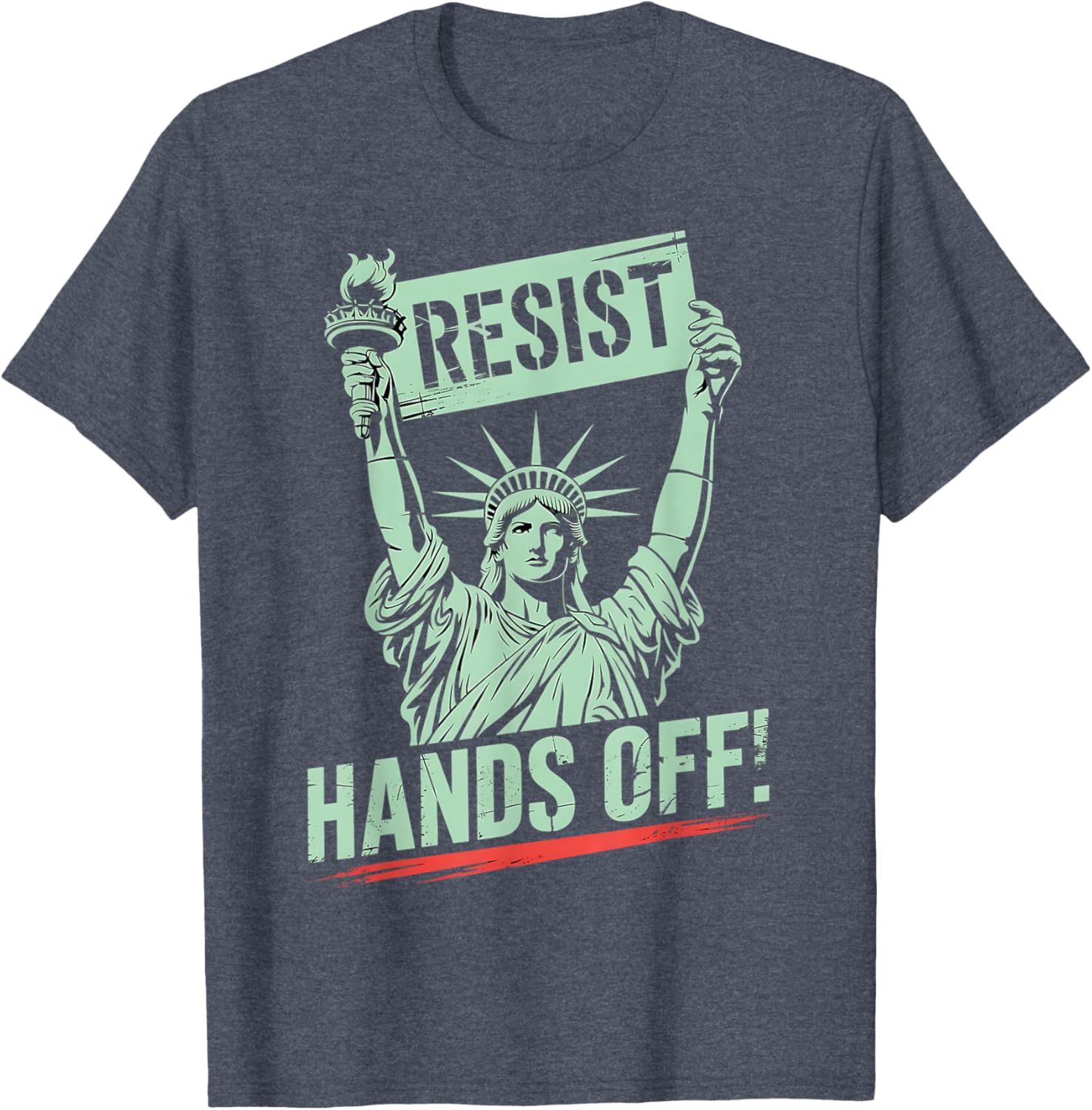 Statue of Liberty Resist Hands Off Graphic T-Shirt for Protest Awareness - 15