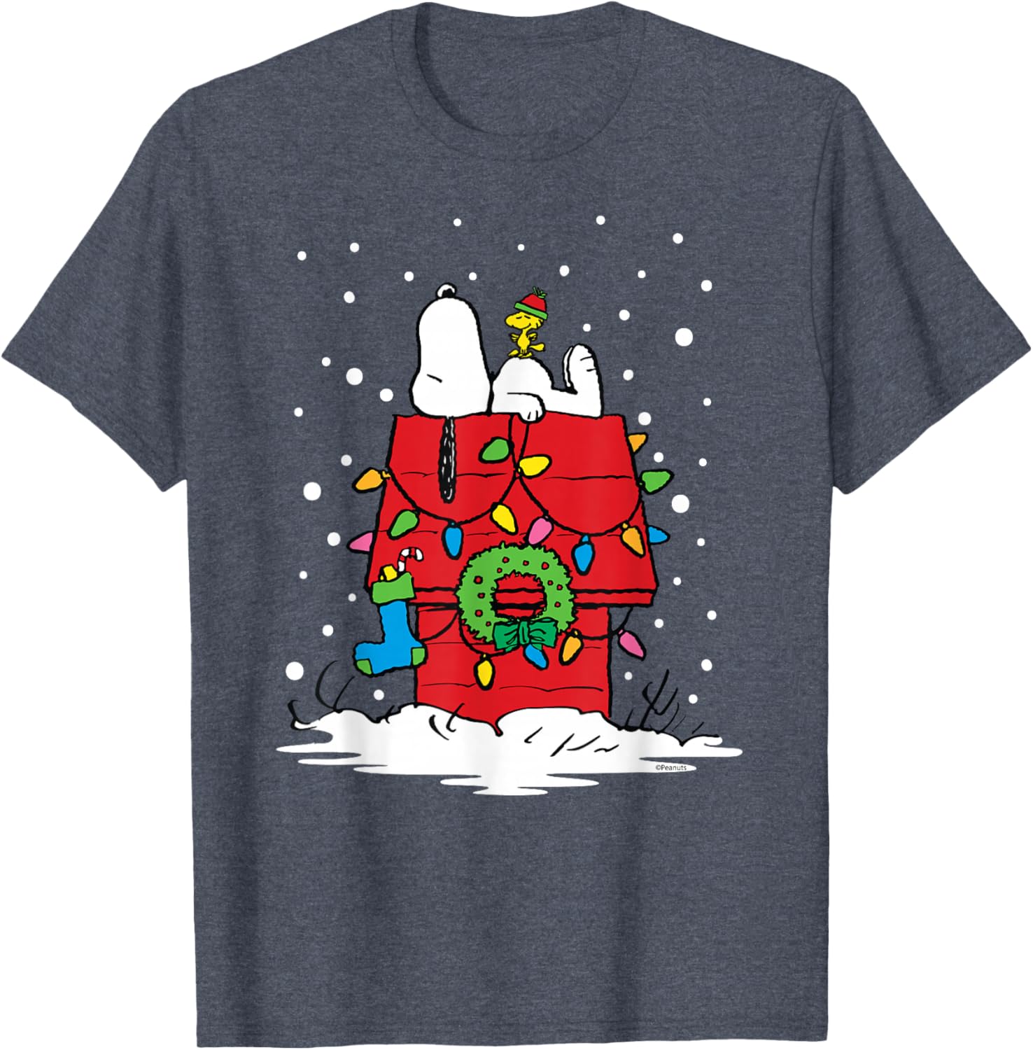 Peanuts Snoopy Woodstock Holiday Stocking T-Shirt for Festive Fun - 7