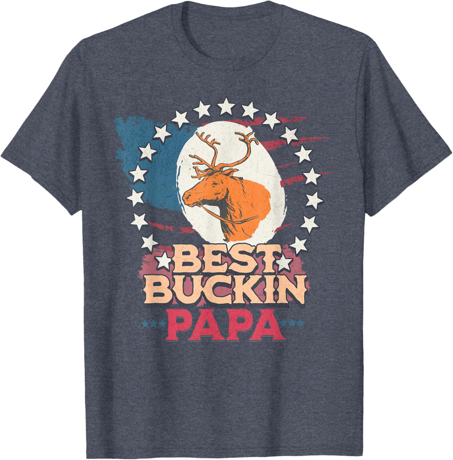 Best Bucking Papa American Flag T-Shirt for Fathers Who Love Hunting - 8