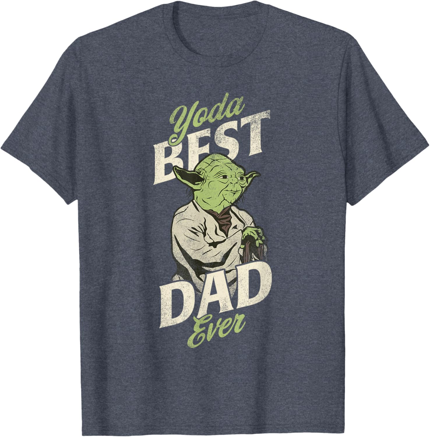 Star Wars Yoda Best Dad Ever Distressed Poster T-Shirt for Fathers Day - 4