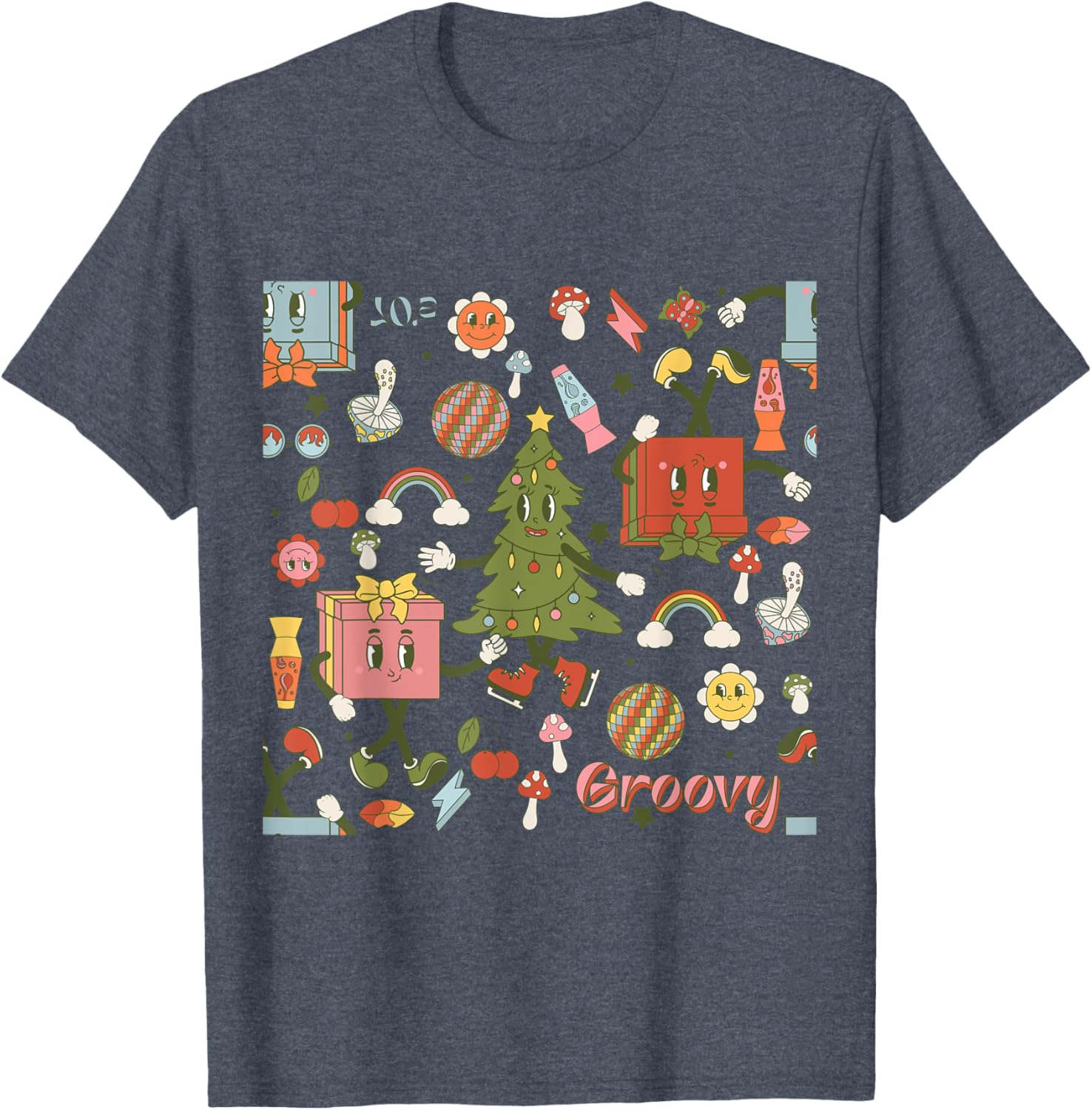 Retro 1970s Disco Christmas Tree Ugly Xmas T-Shirt for Fun Holiday Style - 20