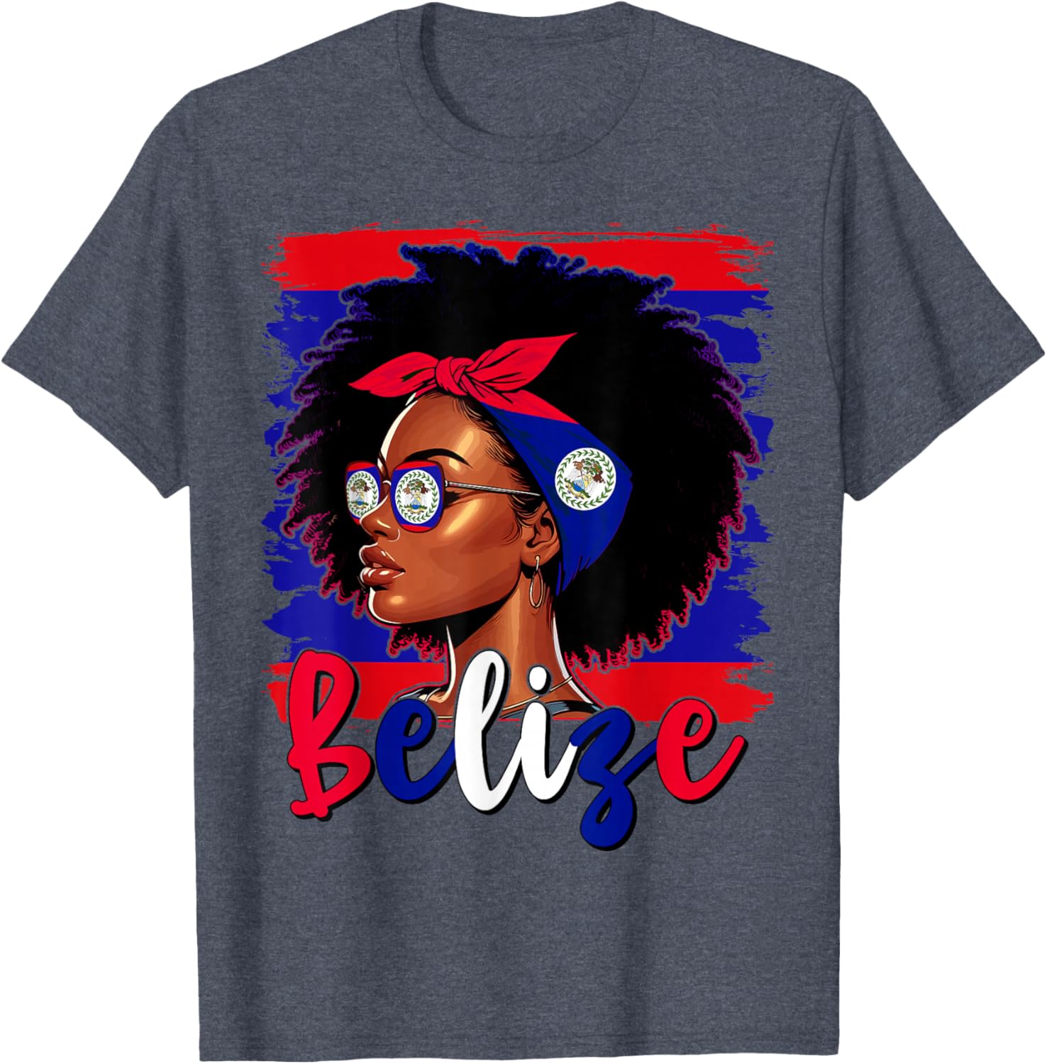 Proud Belizean Girl T-Shirt with Belize Flag for Women’s Fashion - 1