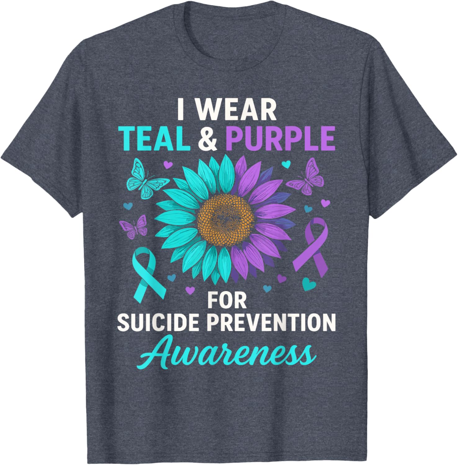 Teal and Purple Suicide Prevention Awareness T-Shirt for Supportive Style - 2
