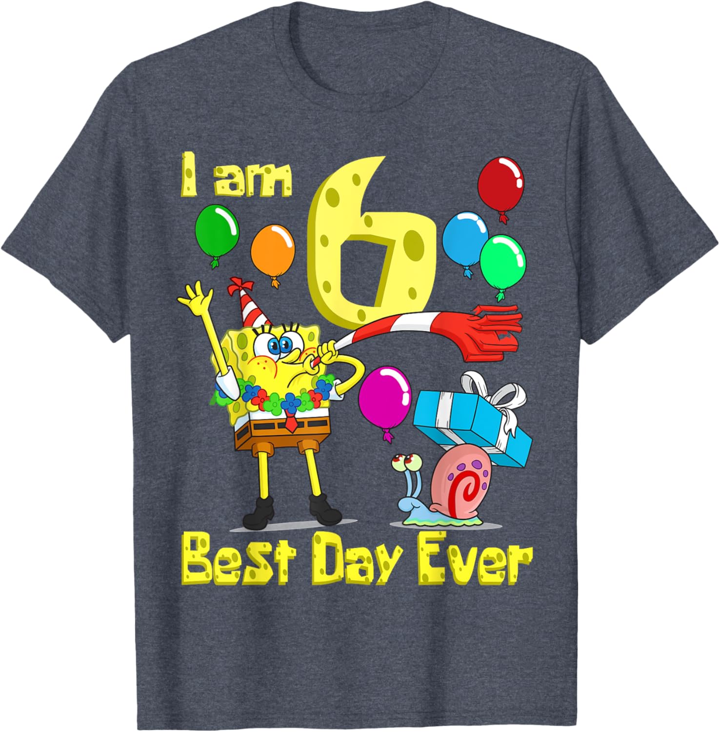 SpongeBob SquarePants Birthday T-Shirt for 6 Year Olds Fun Party Wear - 13