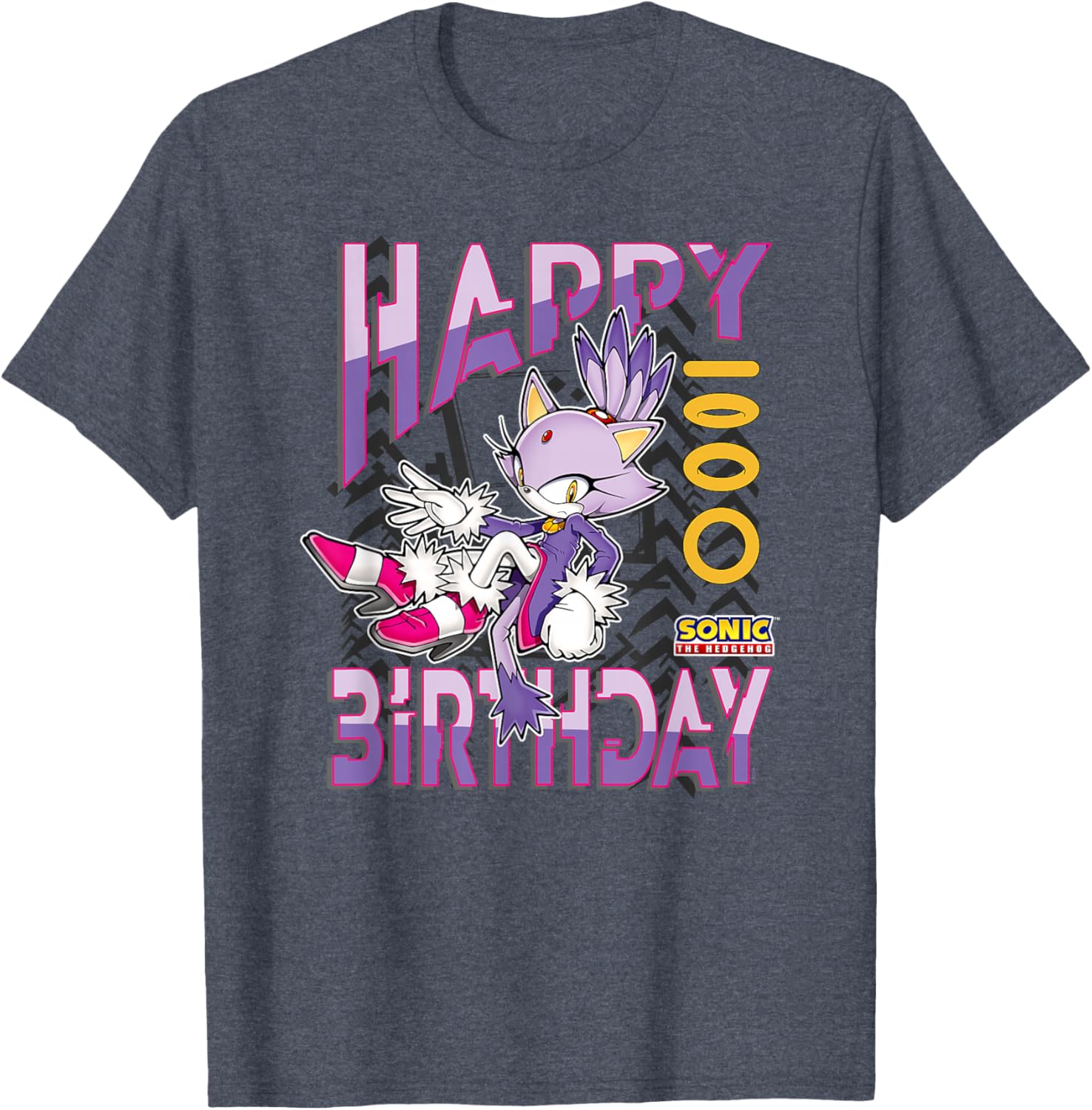 Sonic The Hedgehog Happy Birthday Blaze Grid Chest T-Shirt for Kids - 1