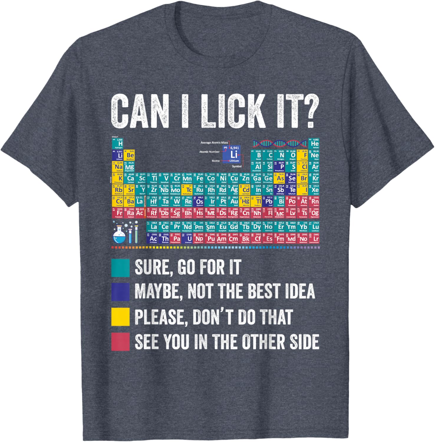 Fun Can I Lick It Periodic Table T-Shirt for Science Teachers and Fans - 12