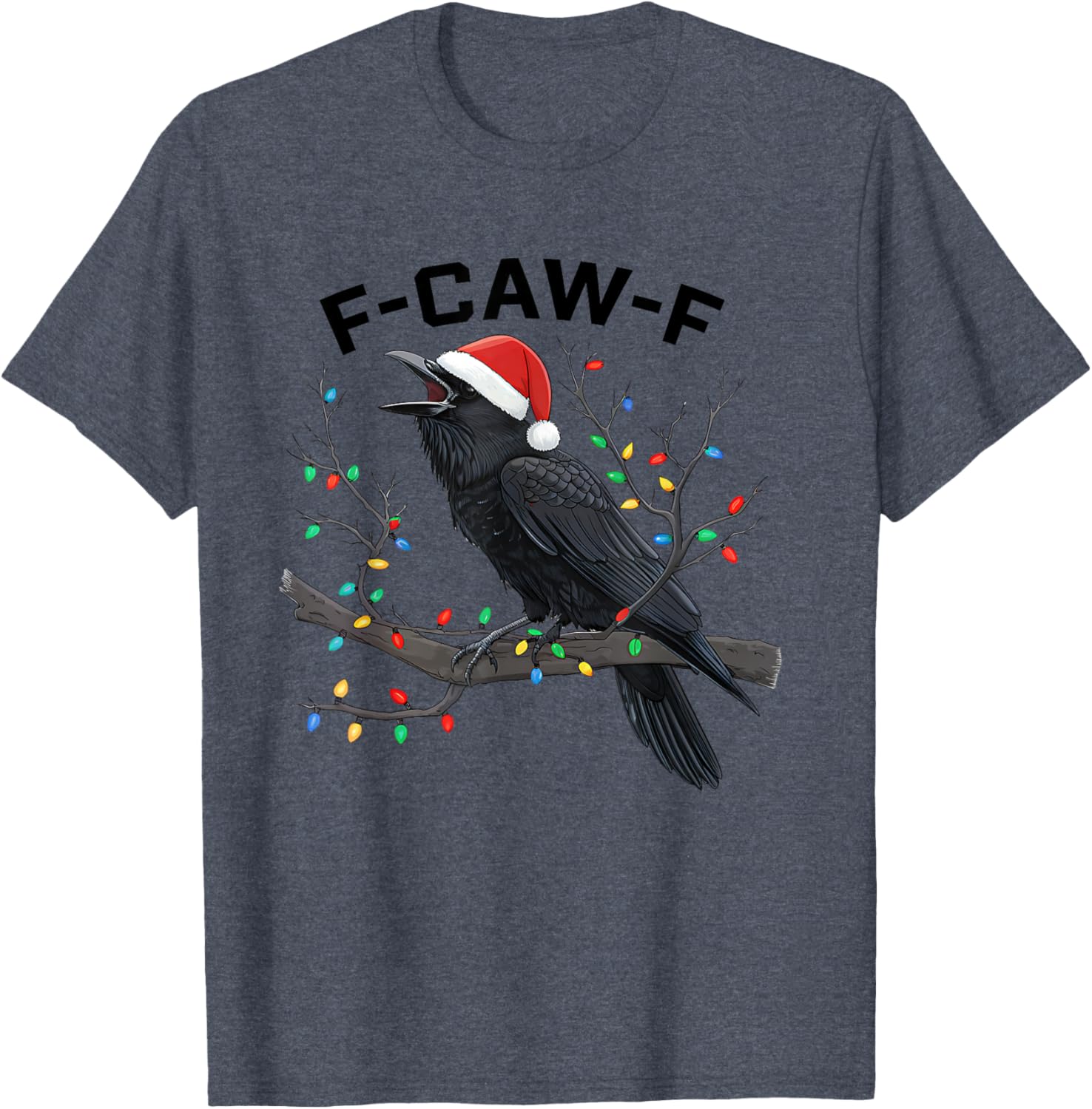 Funny Retro Black Crow F-Caw-F Santa Hat T-Shirt for Christmas Fun - 13