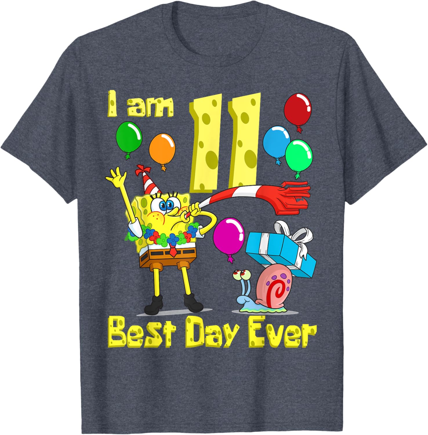 SpongeBob Birthday T-Shirt for 11 Year Olds Fun Party Apparel - 3