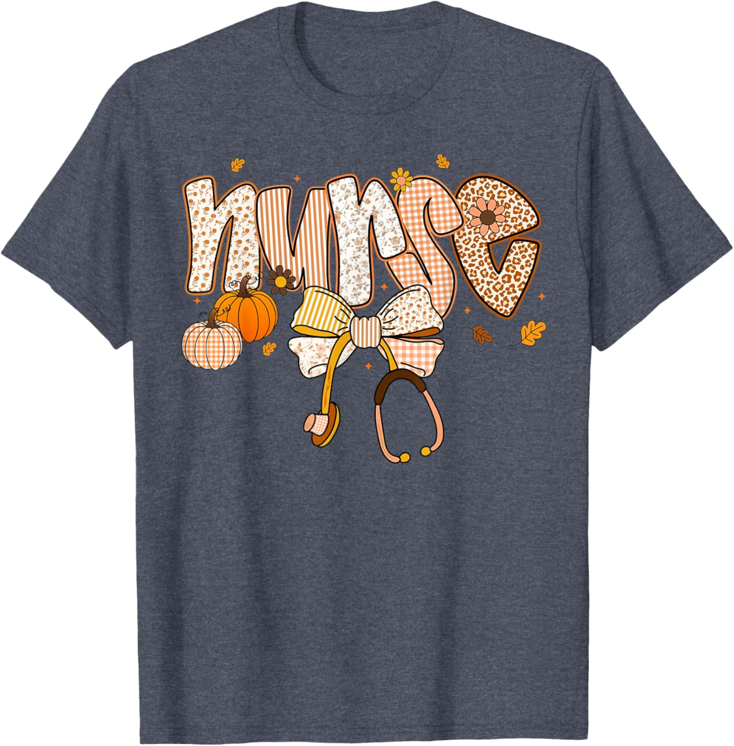 Pumpkin Nurse Thanksgiving Stethoscope Fall Scrub Top T-Shirt for ER - 27