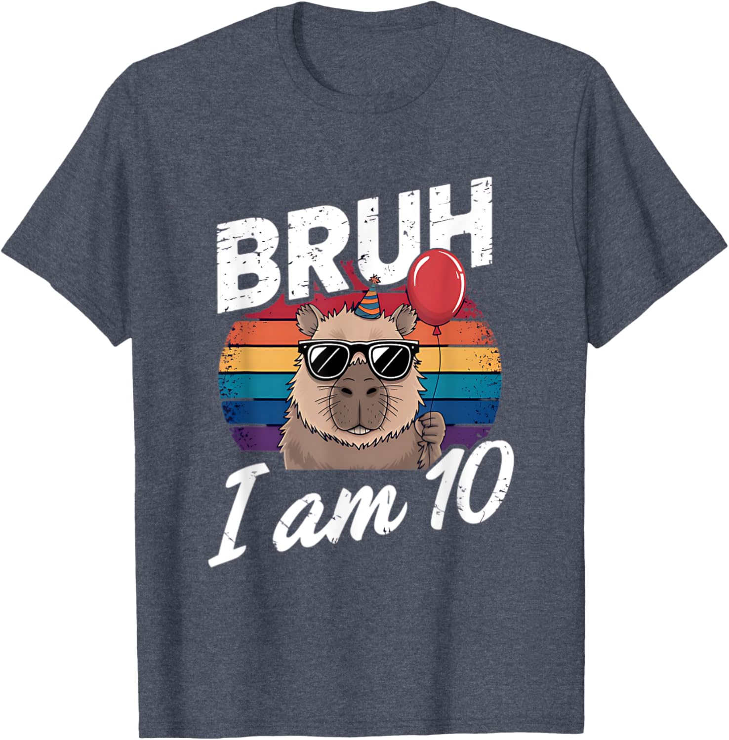 Retro Sunset Capybara T-Shirt for Kids' 10th Birthday Celebration - 10