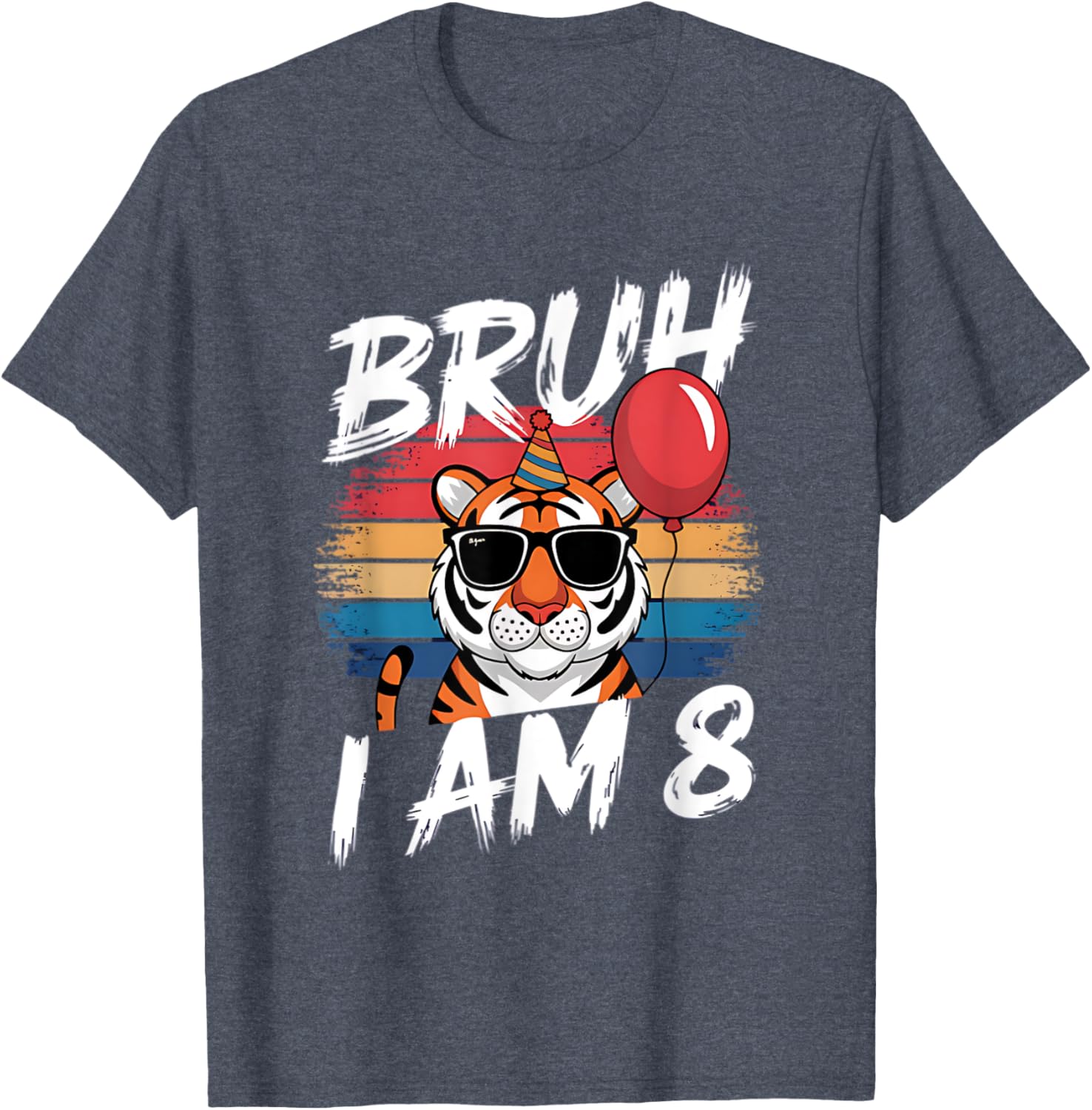Retro Sunset Tiger Shirt for 8 Year Old's Birthday Party Fun - 6
