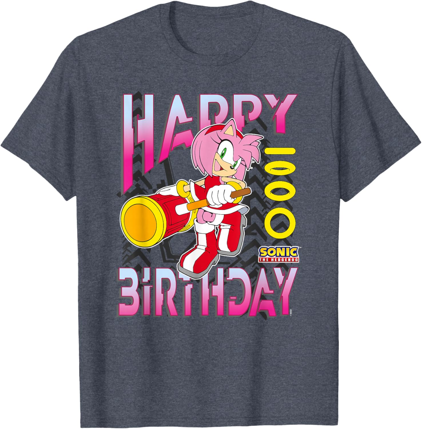 Sonic The Hedgehog Amy Birthday Grid Chest T-Shirt for Fun Celebrations - 2