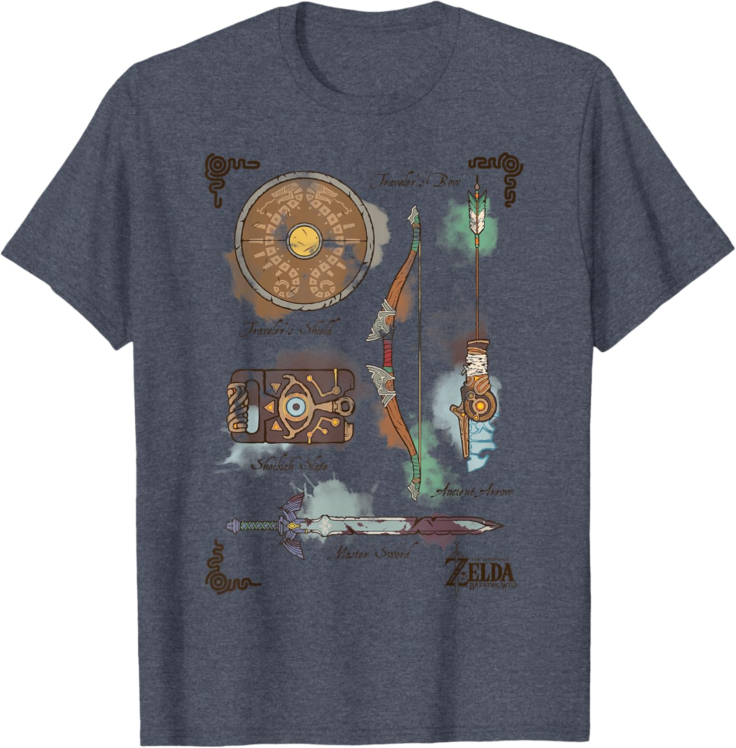 Zelda Breath of the Wild Link Inventory Graphic T-Shirt for Fans - 8