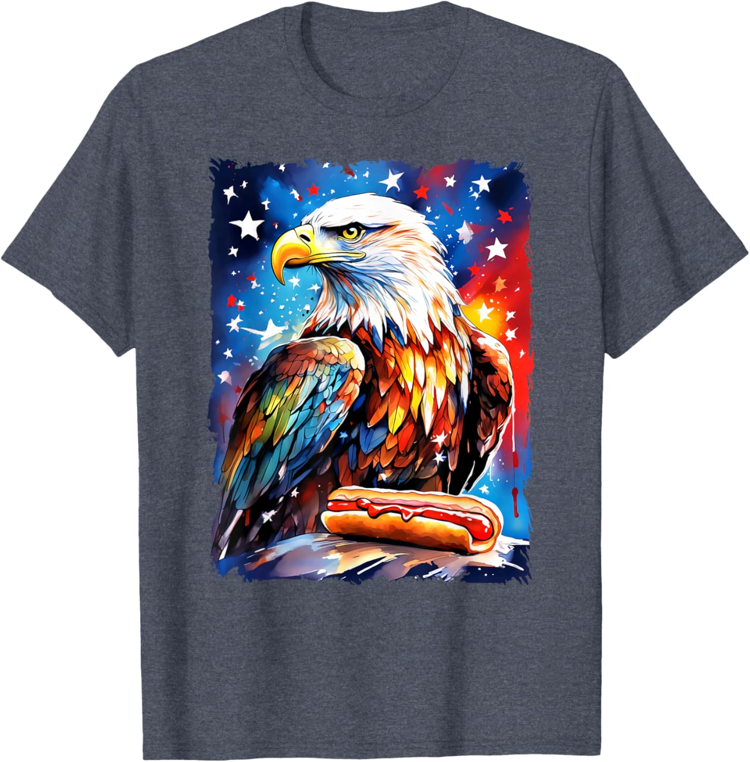 Patriotic 4th of July T-Shirt with Hotdog and Eagle Design for All Ages - 10
