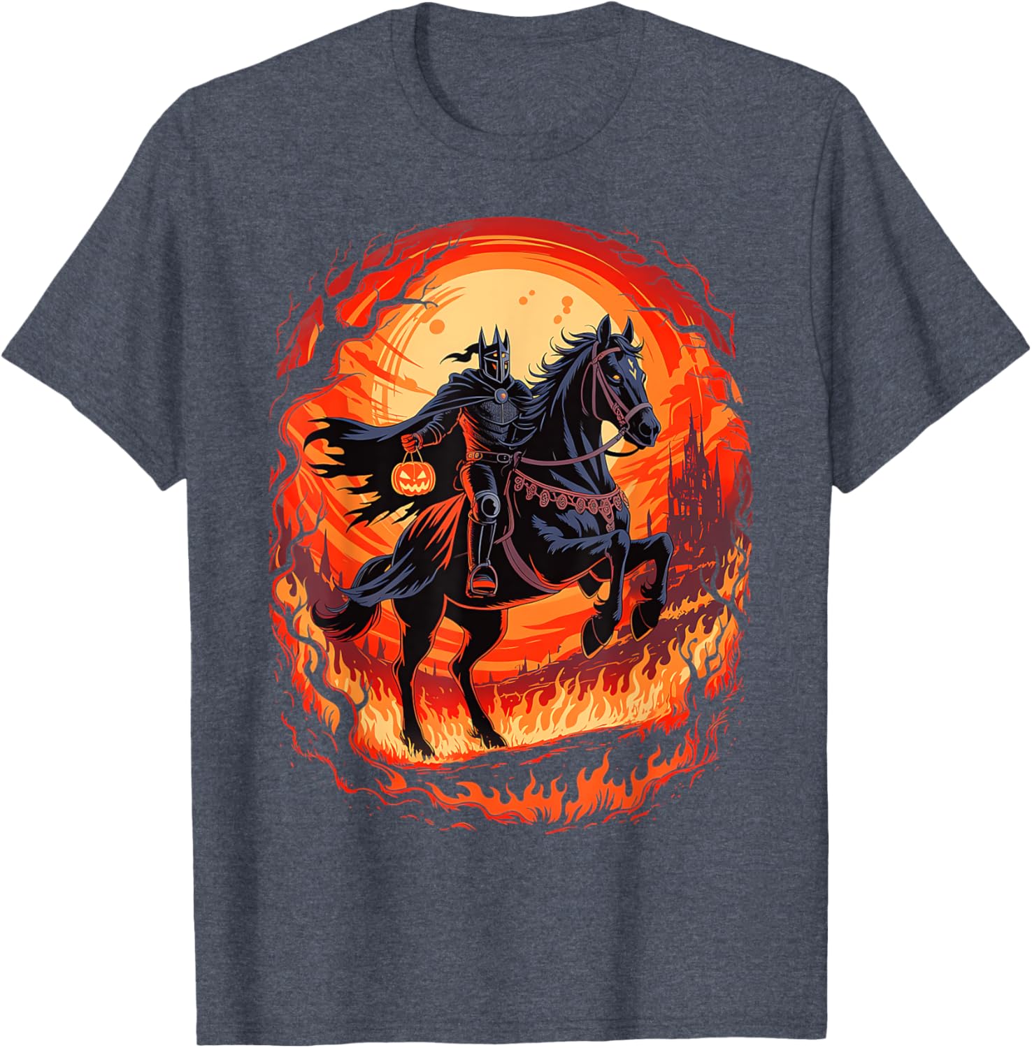 Spooky Pumpkin Headless Horseman Halloween T-Shirt for All Ages - 8