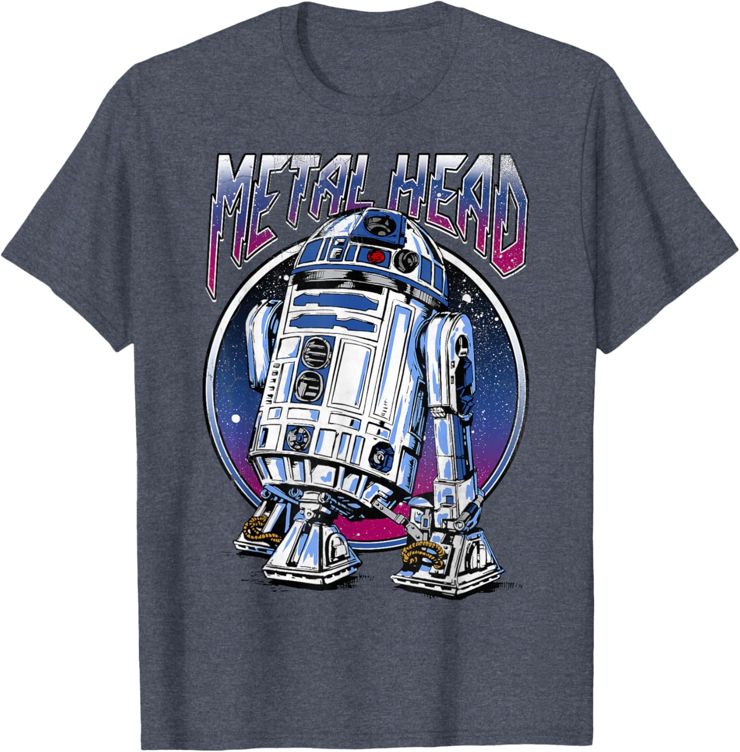 Vintage Star Wars R2D2 Metal Head T-Shirt for Disney Fans - 14