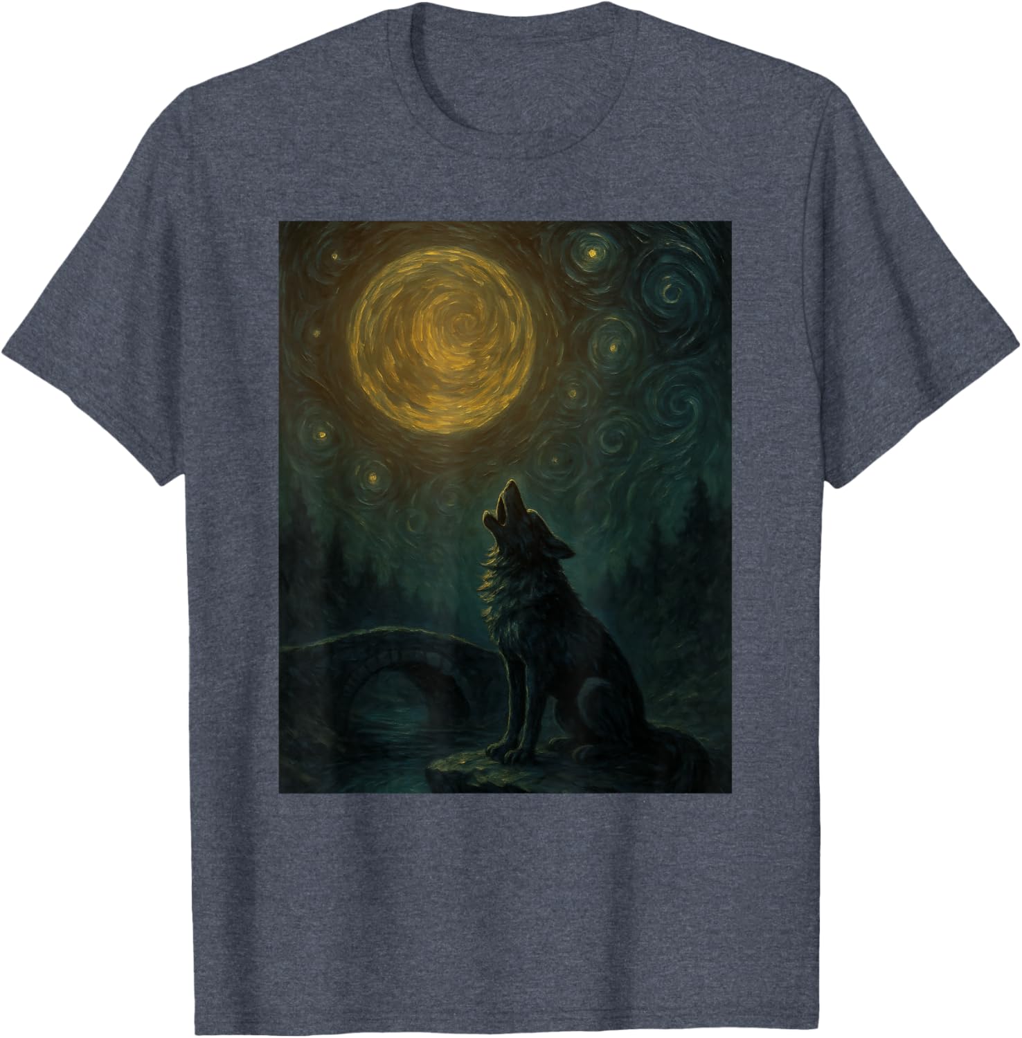 Wolf Starry Night Van Gogh Graphic T-Shirt for Art Lovers and Fashionistas - 28