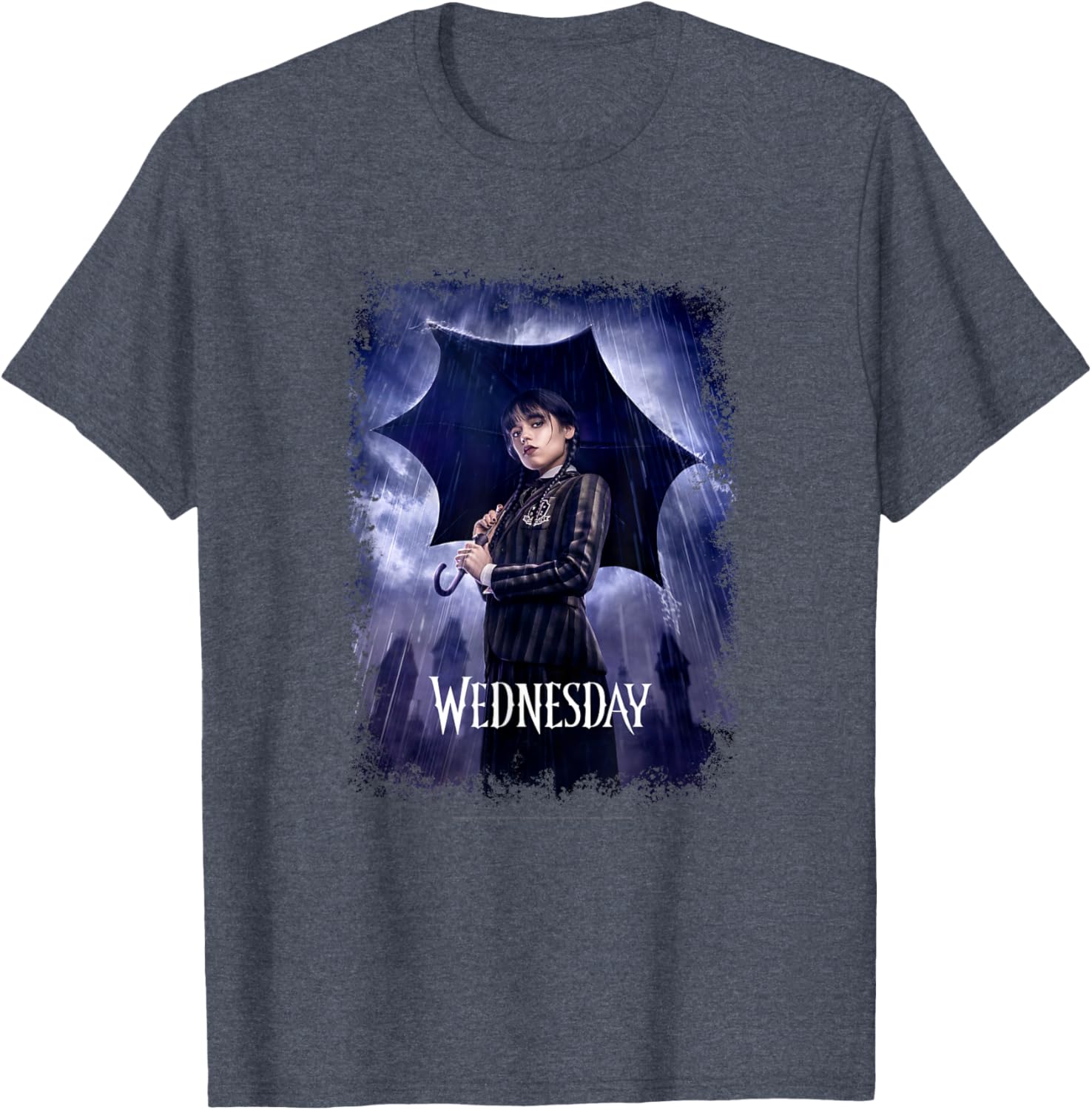 Wednesday Black Umbrella Rain Portrait T-Shirt for Fashion Lovers - 10